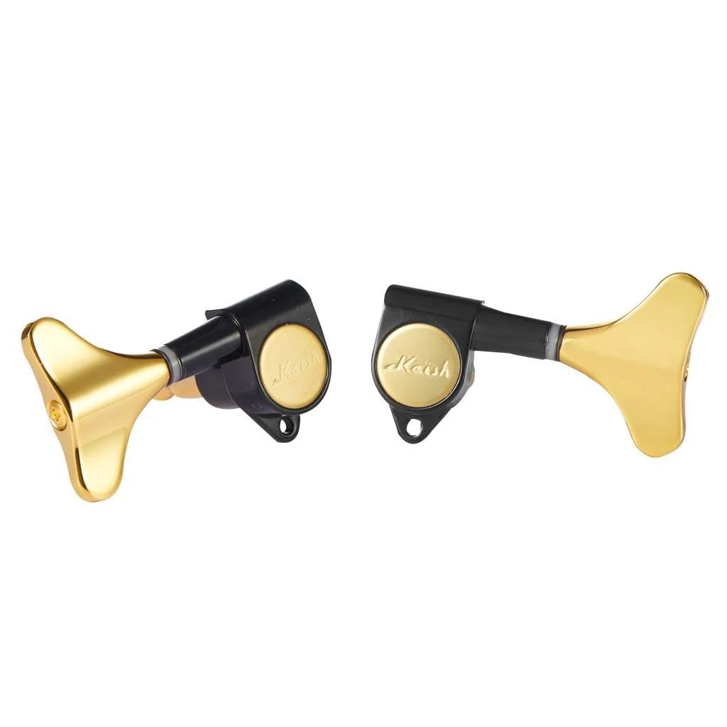 KAISH 6 String 3R3L 18:1 Sealed Bass Tuners Bass Guitar Tuning Keys Tuning Machine Heads for Ibanez/Yamaha Style Acoustic/Electric Bass Black with Gold - Image 2