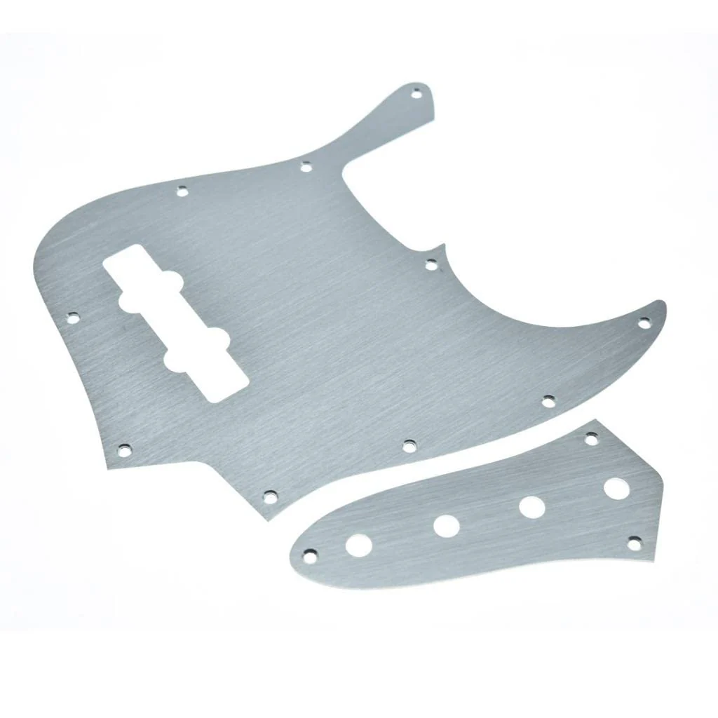 KAISH Aluminum Anodized 4 String Jazz J Bass Pickguard with Metal JB Control Plate and Screws for American/Mexican FD Jazz Bass Silver Pickguard with Control Plate Silver-2