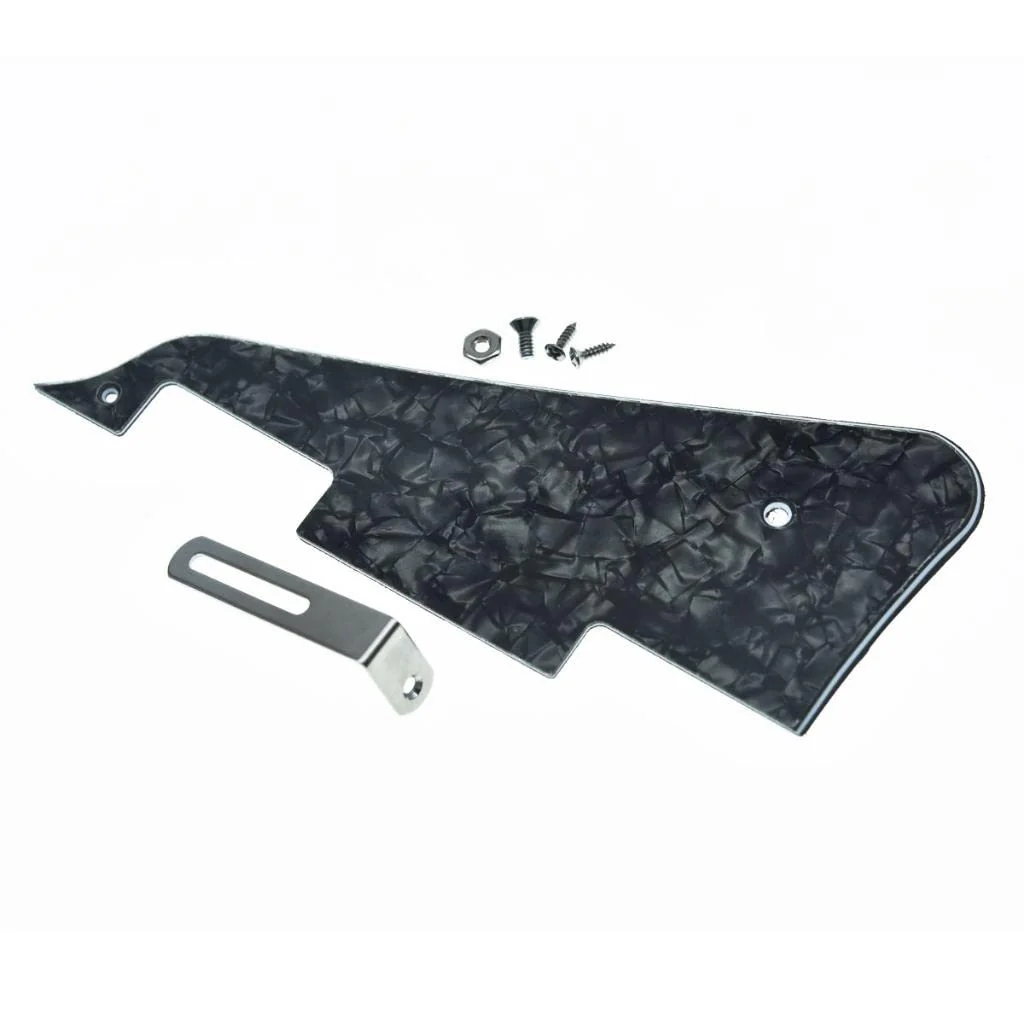 KAISH Black Pearl LP Guitar Pickguard with Chrome Stainless Steel Bracket and Steel Mounting Screws for USA Les Paul Chrome Bracket - Image 5