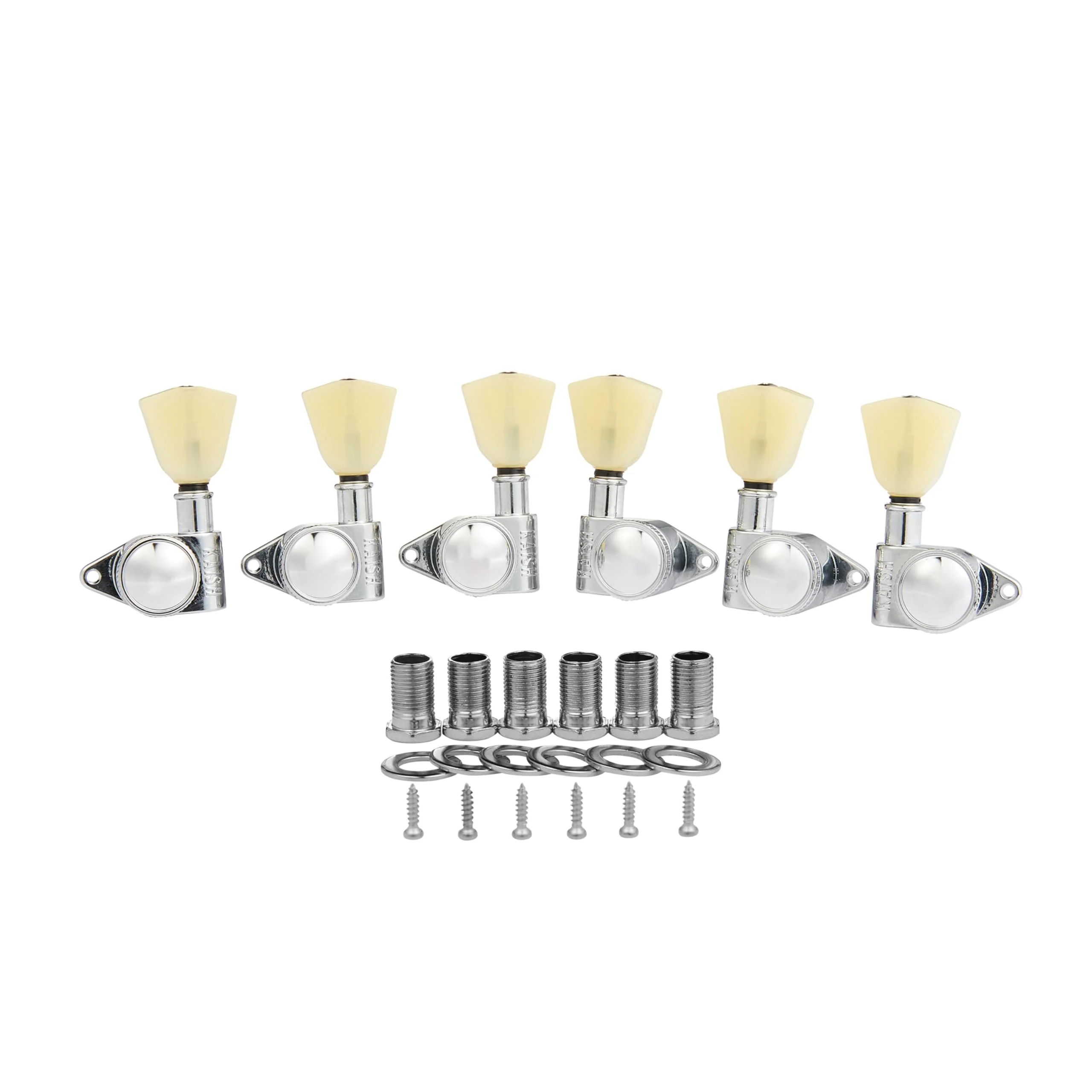 KAISH Chrome 3+3 Locking Tuners 21:1 Locking Tuning Machines Locking Tuning keys with Vintage Keystone Buttons for USA LP/Les Paul/SG/ES/Acoustic Guitars