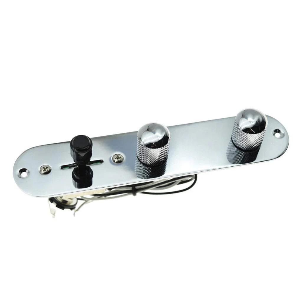 KAISH Fully Loaded Control Plate Pre-Wired 3-Way Control Plate with Wiring Harness for Tele/Telecaster Chrome - Image 2