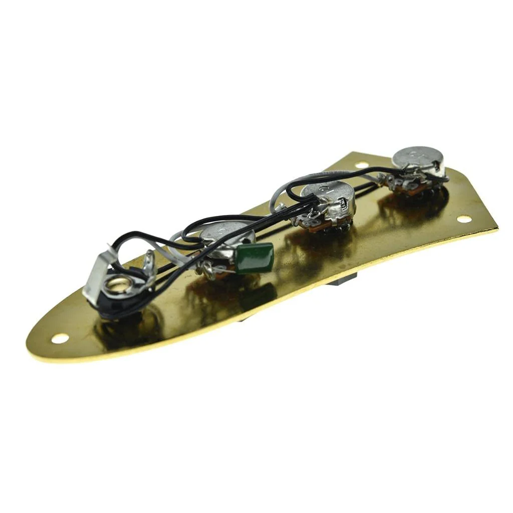 KAISH Fully Loaded Control Plate Pre-Wired Control Plate with Wiring Harness for Jazz J Bass Cold Gold - Image 6