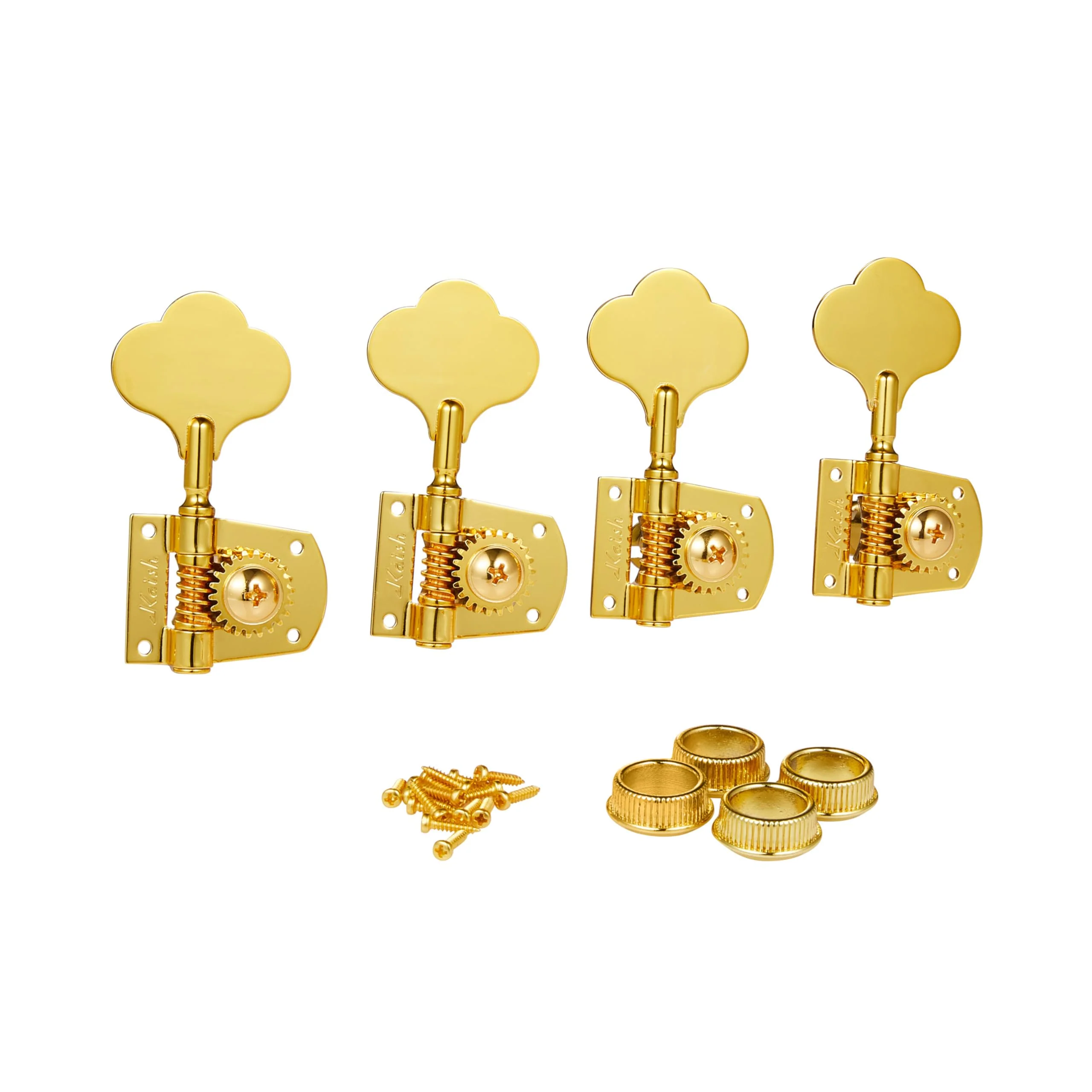 KAISH Gold Cloverleaf Bass Tuners Bass Tuning Machines Bass Tuning Keys for Standard/Highway One Series Jazz J Bass/Precision P Bass Right Handed 4R