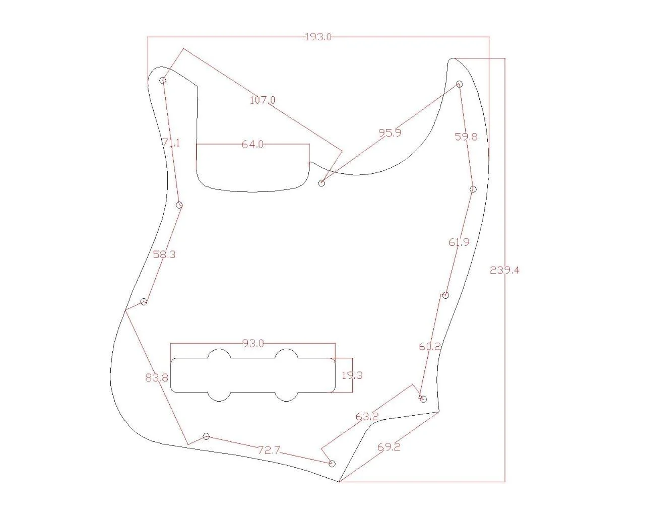 KAISH Matte Aluminium Jazz Bass Style Pickguard Metal Anodized J Bass Pick Guard Scratch Plate for American/Mexican Jazz J Bass Matte Silver - Image 3