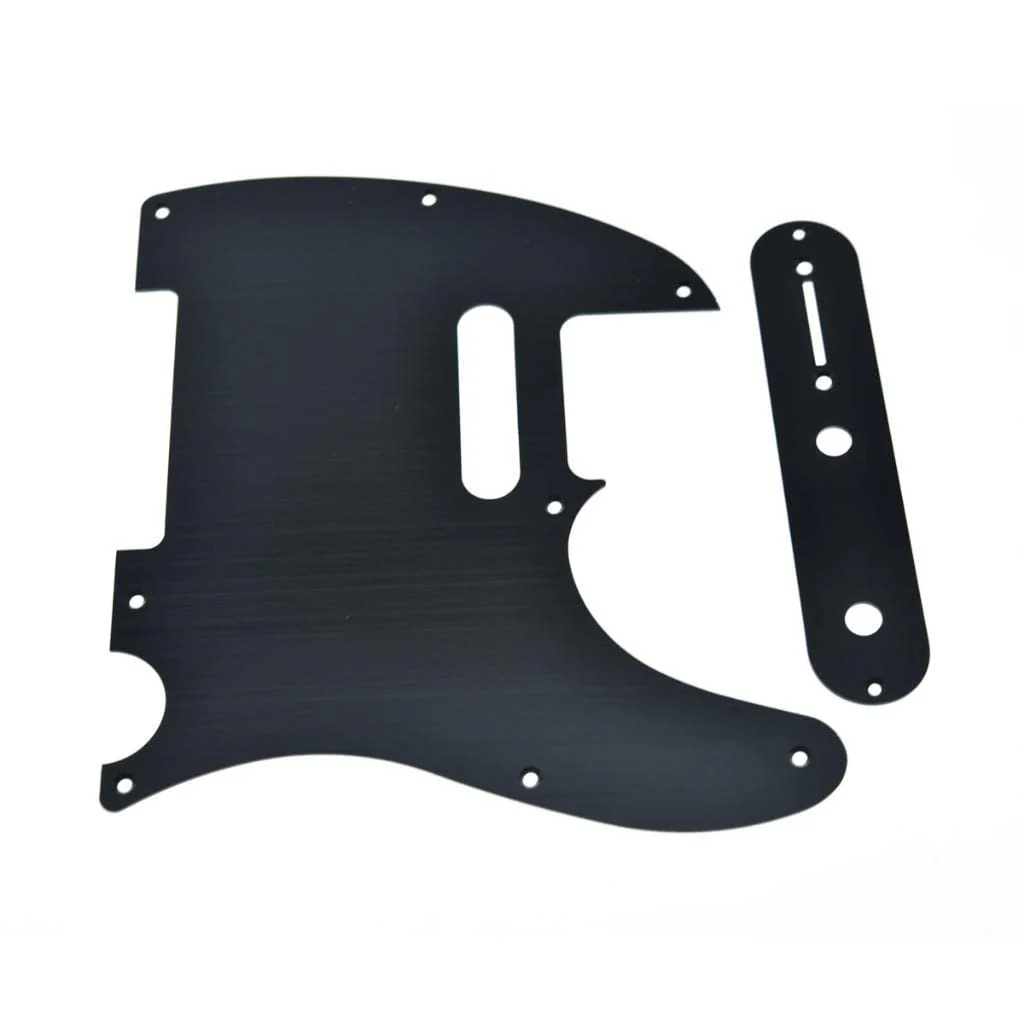 KAISH Metal Aluminum Anodized Tele Pickguard with Metal Control Plate and Screws for American/Mexican Telecaster Black - Image 4