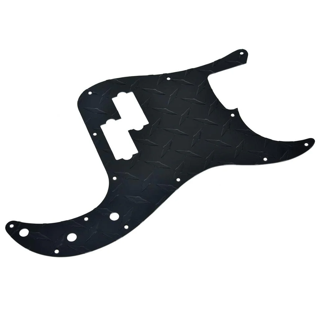 KAISH Premium 13-Hole Metal Diamond Plate Modern Style Standard Precision P Bass Pickguard Aluminium Anodized PB Pickguard for American FD P Bass Black
