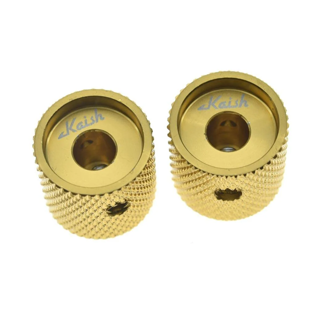 KAISH Set of 2 Aluminium Metal Flat Top Guitar Bass Knobs Guitar Volume/Tone Control Knobs 1/4" Universal Potentiometer Pot Knobs with Indicator Line for Tele/Telecaster Gold - Image 6