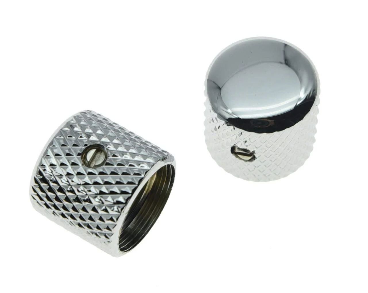 KAISH Set of 2 Chrome Metal Guitar Dome Knobs Bass Knob with Set Screw for Telecaster/Tele Guitar - Image 2