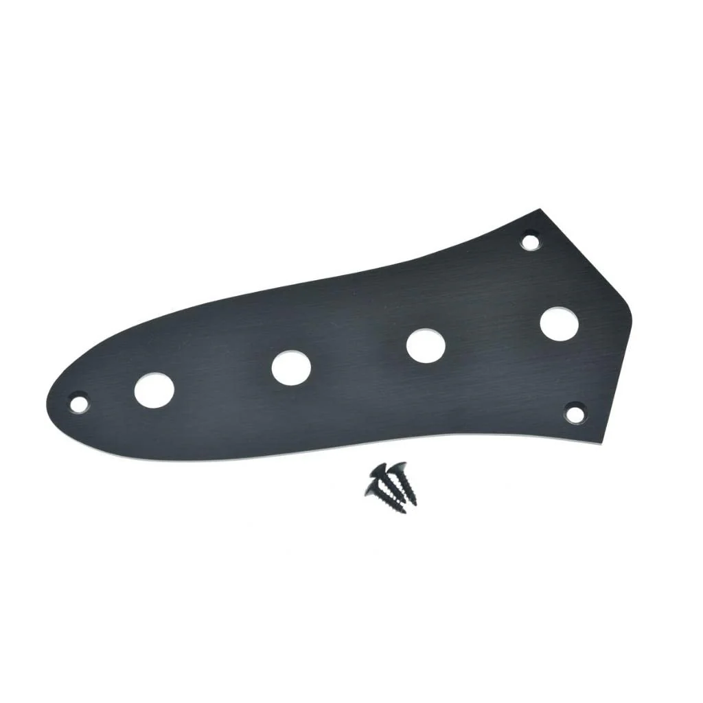 KAISH USA Specs Metal J Bass Control Plate Aluminum Anodized Jazz Bass JB Control Plate with 3/8" CTS Pot Holes for American/Mexican Jazz Bass Black Black-3