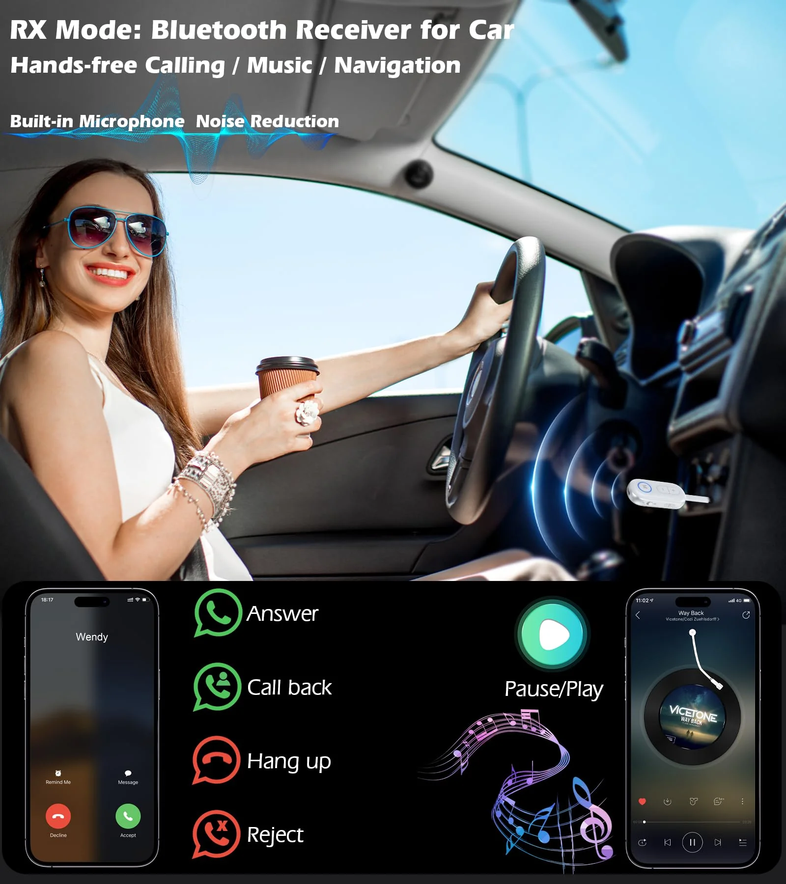 KAIY Airplane Bluetooth Adapter for Headphones, Bluetooth Transmitter for TV PC Headphones, Bluetooth Receiver for Home Stereo, 3.5mm AUX Jack Wireless Audio Adapter for Car/Boat/Gym White - Image 3