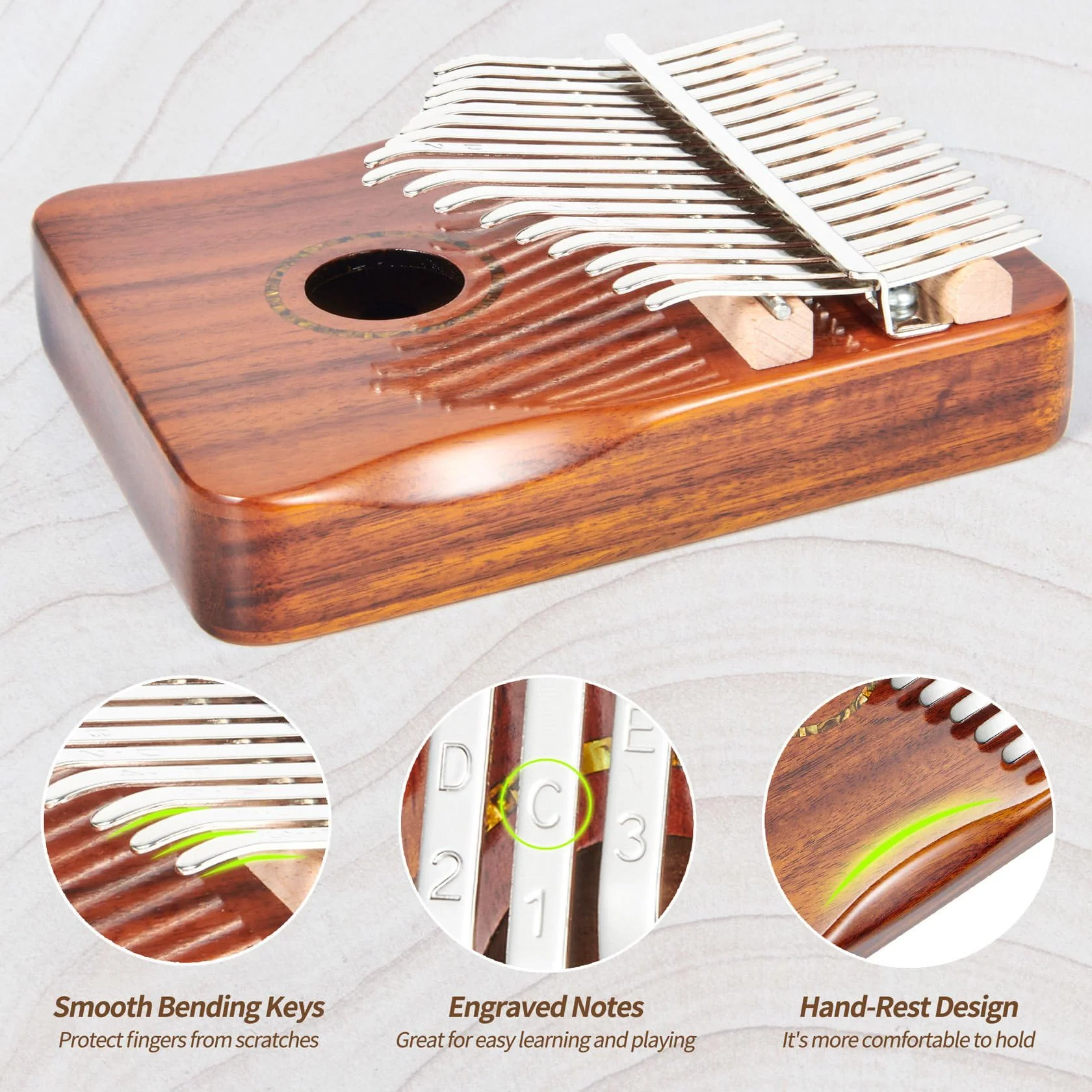 Kalimba Thumb Piano 17 Key Finger Piano (Kalimba-Orange) Kalimba-Orange - Image 4
