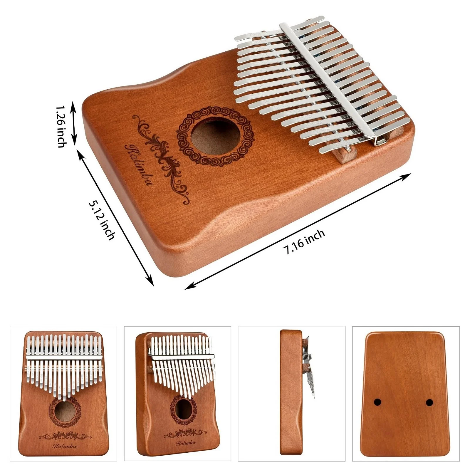 Kalimba Thumb Piano 17 Keys, Finger Piano Musical Instruments, Mbira Music Kids Gifts Adult Beginners Hand Pianos Brown - Image 3