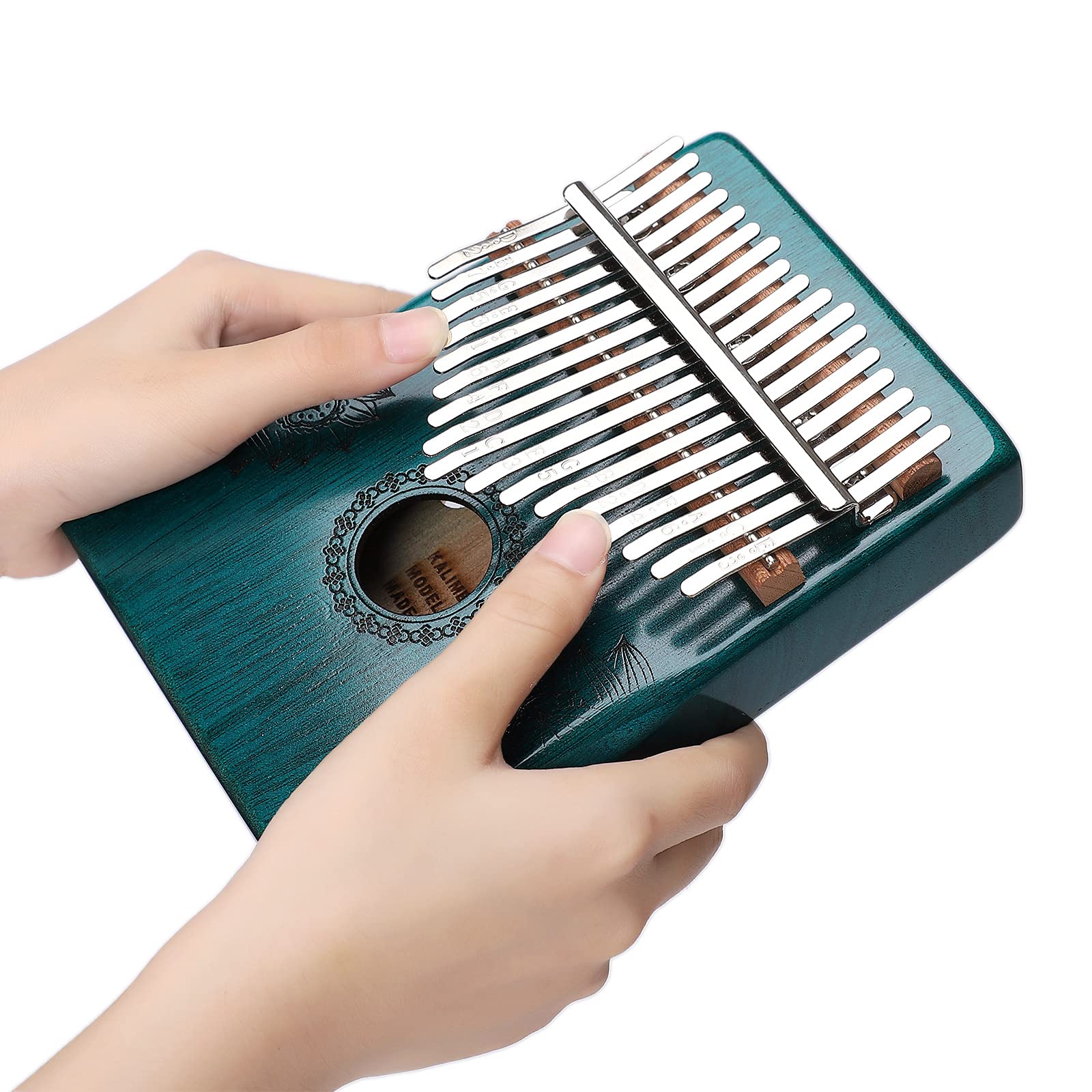 Kalimba Thumb Piano 17 Keys, Portable Mbira Finger Piano Gifts for Kids and Adults Music Instrument Thumb Pianos - 17 Keys Green Kalimba 17 Green - Image 2