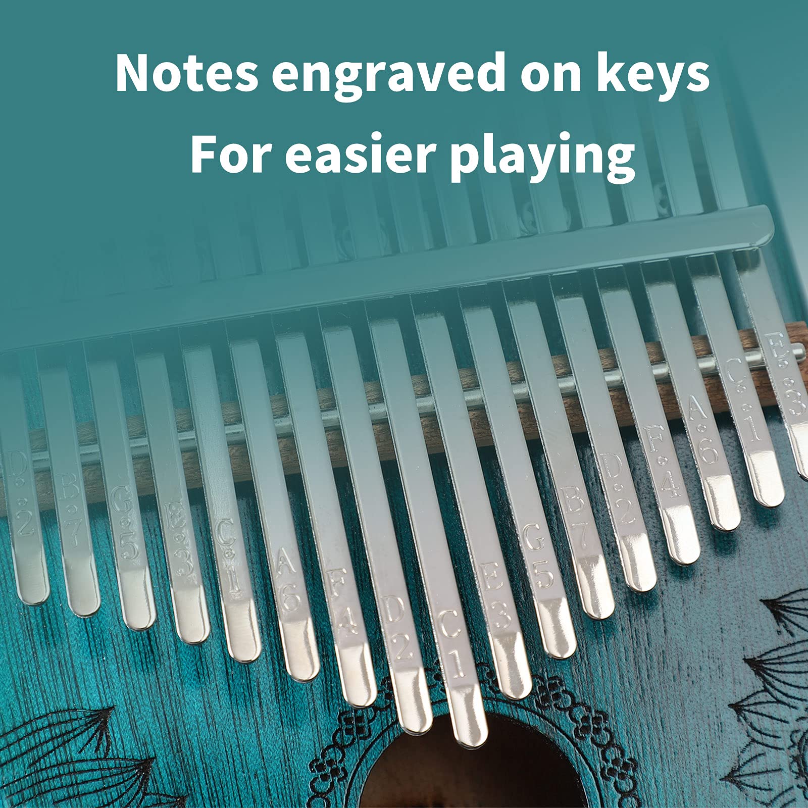 Kalimba Thumb Piano 17 Keys, Portable Mbira Finger Piano Gifts for Kids and Adults Music Instrument Thumb Pianos - 17 Keys Green Kalimba 17 Green - Image 3