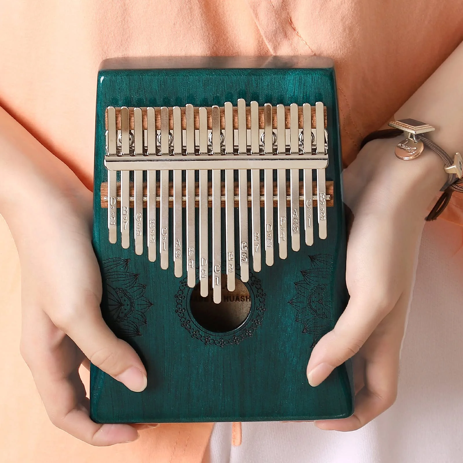 Kalimba Thumb Piano 17 Keys, Portable Mbira Finger Piano Gifts for Kids and Adults Music Instrument Thumb Pianos - 17 Keys Green Kalimba 17 Green - Image 6