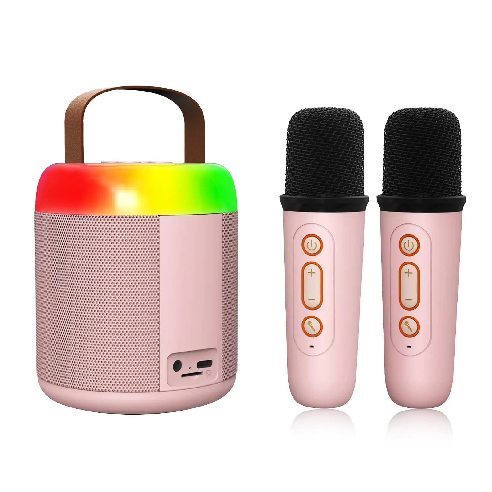 Karaoke Machine for Kids Adults, Mini Karaoke Machine BT Speaker with 2 Microphones, Rechargeable Voice Box Handheld Mic Karaoke Mic Speaker for Home Party KTV Singing