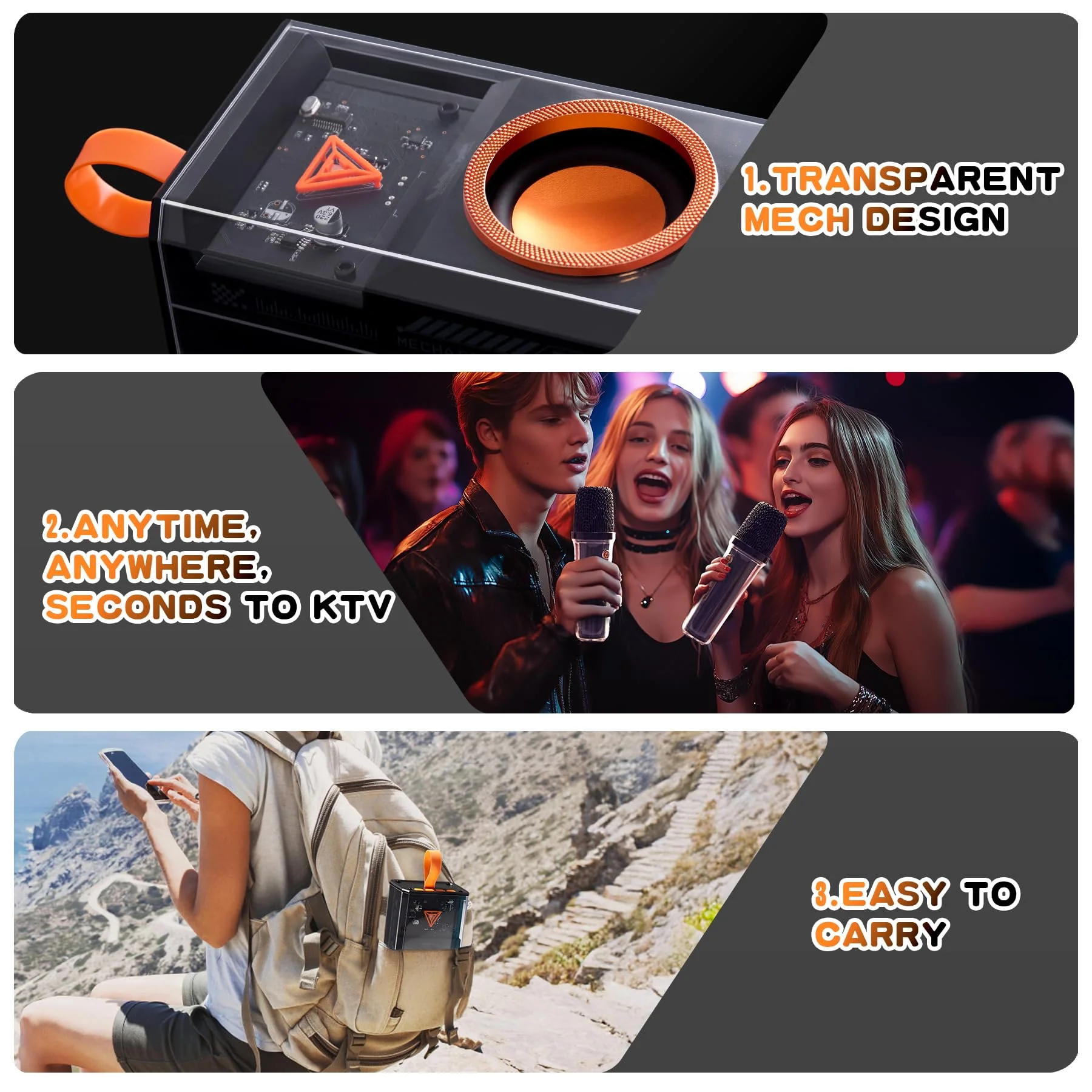Karaoke Machine for Kids & Adults, Portable Bluetooth Mini Karaoke Speaker with 2 Wireless Microphone and Lights, Birthday Gifts for Girls & Boys, Toys for Girls, Family Home Party (Black) BLACK - Image 7