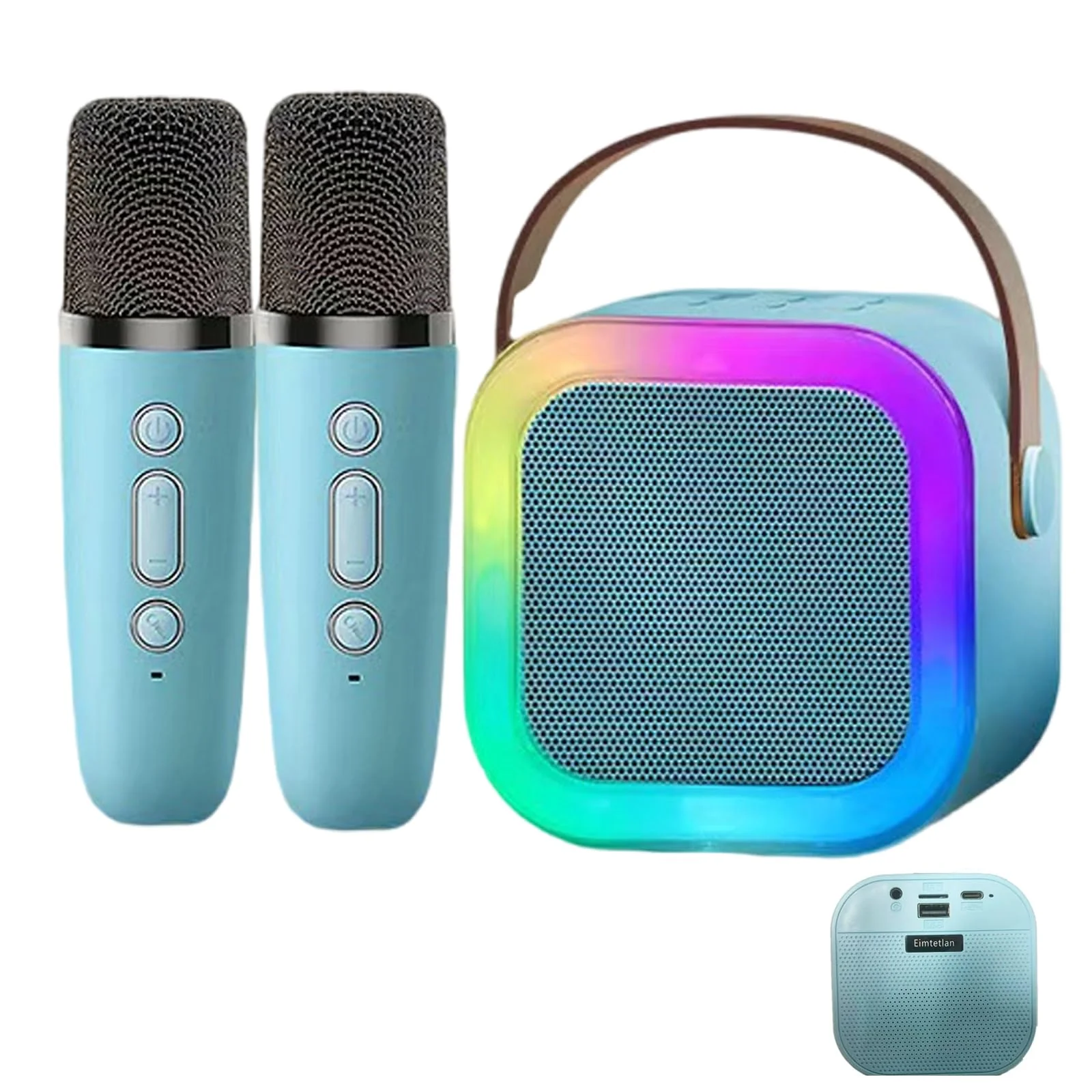 Karaoke Machine for Kids, Kids Karaoke Machine for Girls with 2 Wireless Microphones, Mini Portable Bluetooth Speaker Kids Karaoke Machine Gifts for Girls and Boys Family Party (Blue) blue