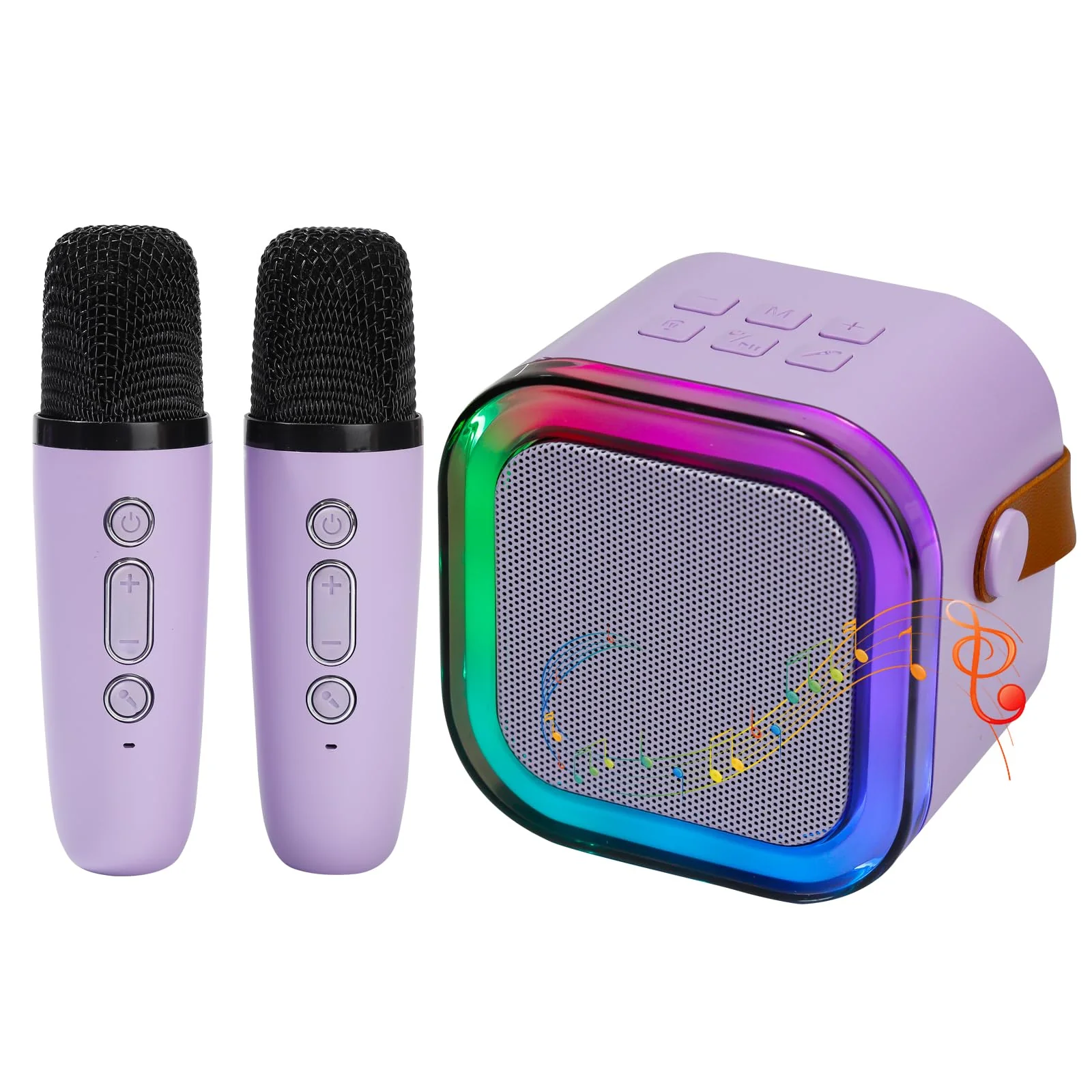 Karaoke Machine for Kids, Mini Karaoke Speaker with 2 Wireless Microphones,Voice Effects,LED Lights, Portable Singing Machine for Girl, Ages 3,4,5,6,7,8,9,10,11,12+ Years Old Birthday Gift(Purple) Purple