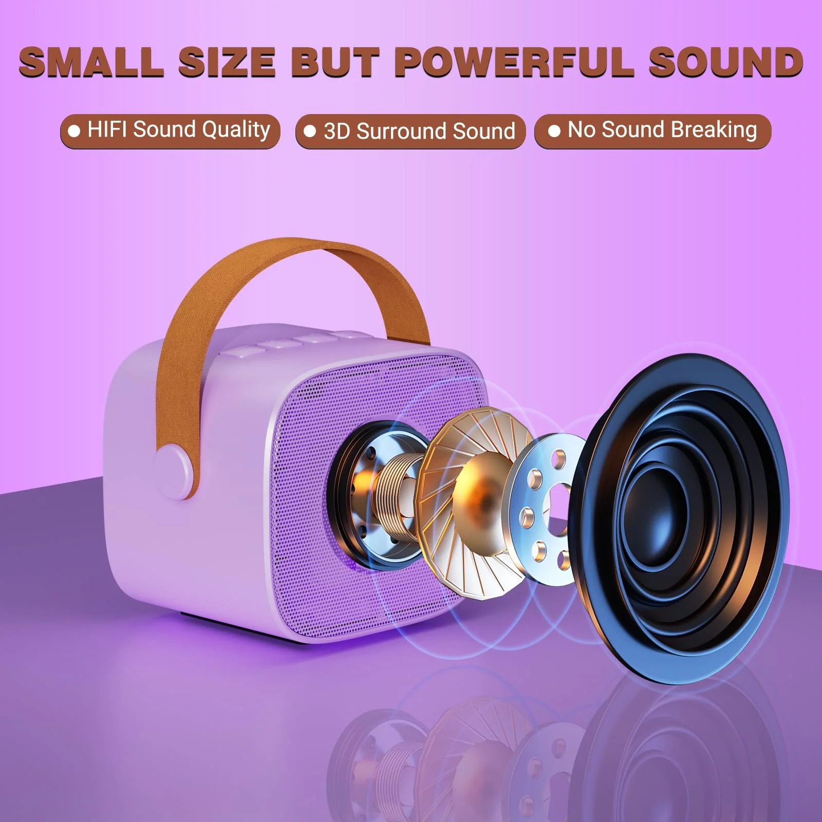 Karaoke Machine for Kids,Most Popular Birthday Gifts for 3, 4, 5, 6, 7, 8, 9, 10,11,12 +Year Old Girls Boys,Mini Karaoke Machine with 2 Wireless Microphones,Portable Bluetooth Home Party (Purple) 2 Mic Purple2 - Image 2