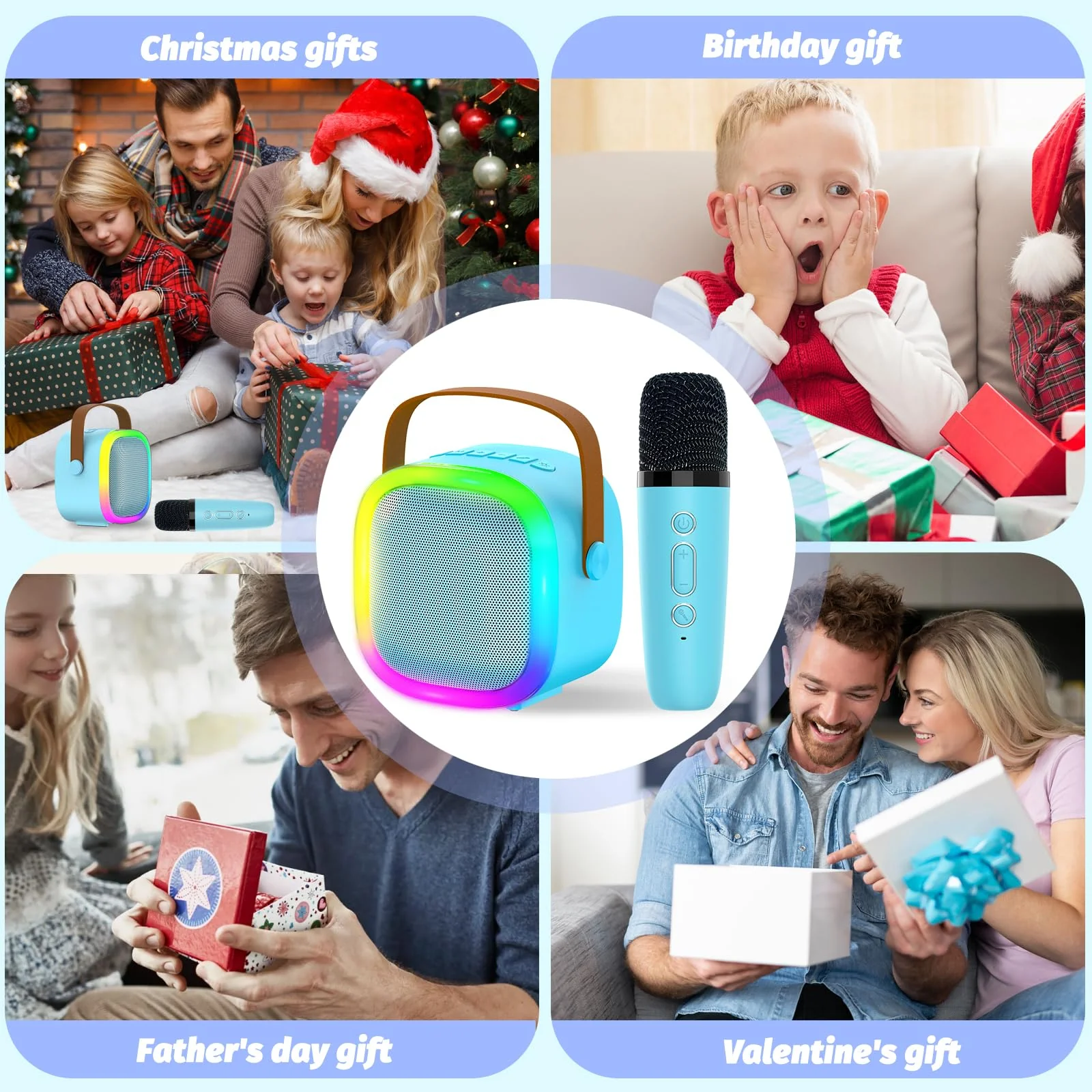Karaoke Microphone Machine for Kids Adults, 4-12 Years Old Girls Christmas Birthday Gift for Girls and Boys, Karaoke Toys for Ages 4, 5, 6, 7, 8, 9, 10, 12 +Year Old Birthday Party (Blue-02) Blue-02 - Image 7