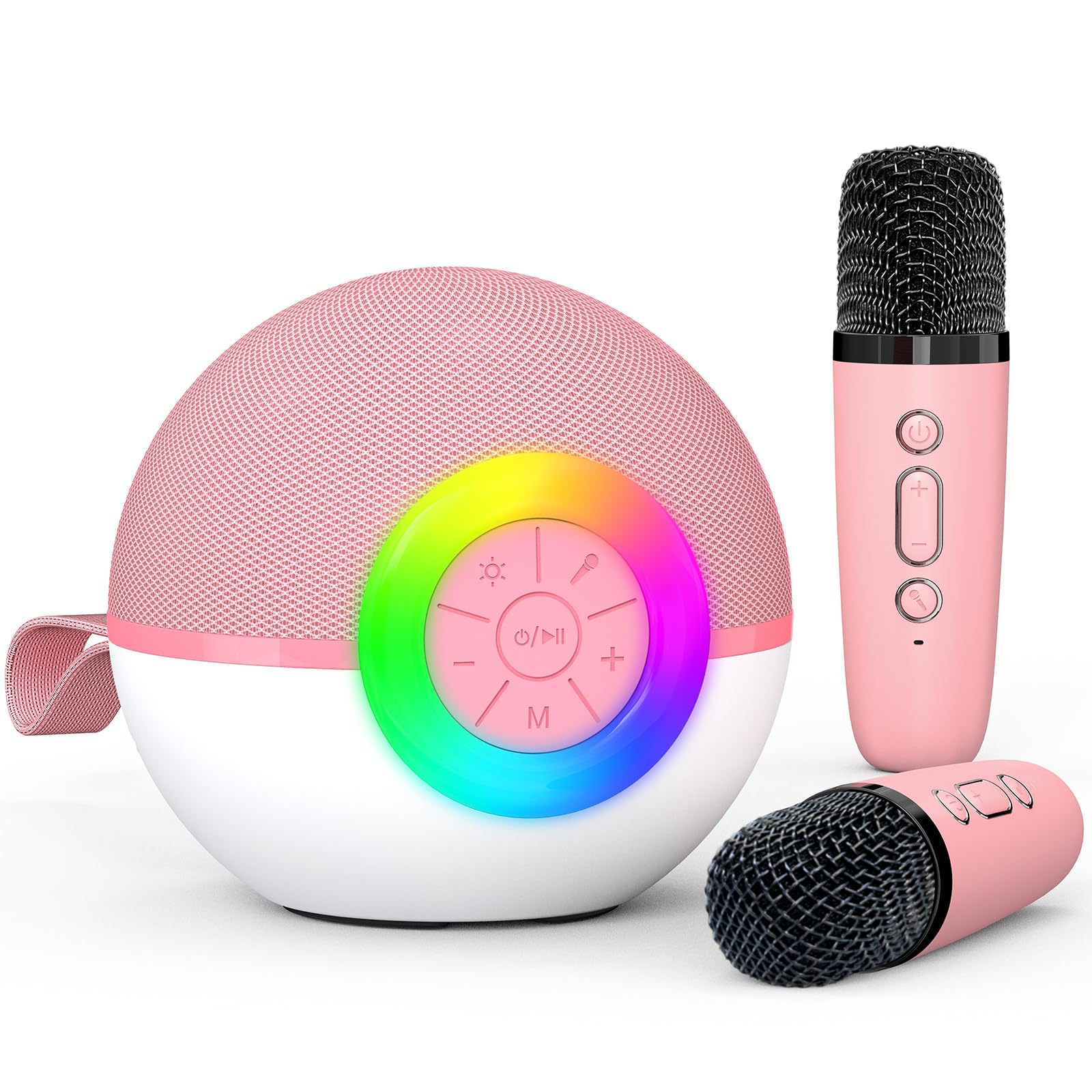 Karaoke Microphone Machine Toys for Kids Adults, Mini Portable Bluetooth Speaker with 2 Wireless Mics, Christmas Birthday Gifts for Boys Girls Ages 3 4 5 6 7 8 9 10 11 12+Year Old Pink Pink-2 Mics