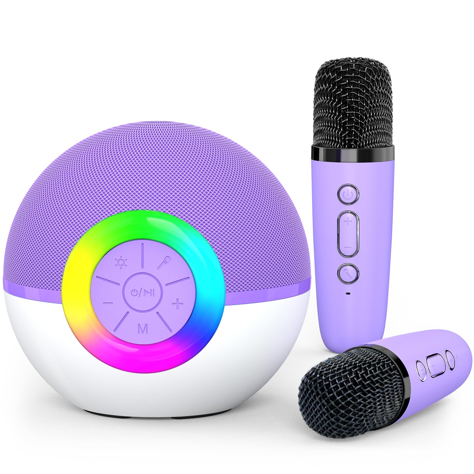 Karaoke Microphone Machine Toys for Kids Adults, Mini Portable Bluetooth Speaker with 2 Wireless Mics, Christmas Birthday Gifts for Boys Girls Ages 3 4 5 6 7 8 9 10 11 12+Year Old Purple Purple-2 Mics