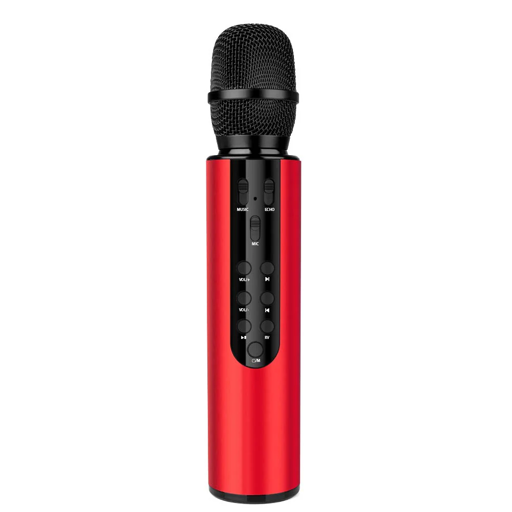 Karaoke Microphone Wireless, 4-in-1 Portable Handheld Wireless Karaoke Bluetooth Microphone with Built-in Sound Card for Home Parties,Travel,Music Recording,Car Singing (Red) Red