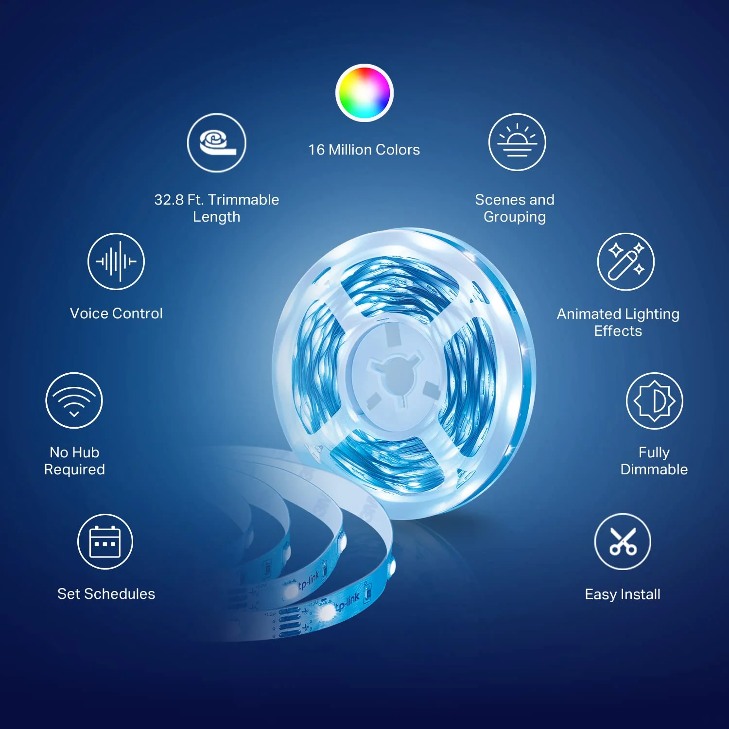 Kasa Smart LED Light Strip, RGB, 32.8ft(2 Rolls of 16.4ft.) Wi-Fi LED Strip Works w/ Alexa & Google Assistant,High Brightness, Trimmable, Up to 25,000 Hours,2Yr Warranty (KL400L10),Multicolor Multicolor 32.8 Ft - Image 4