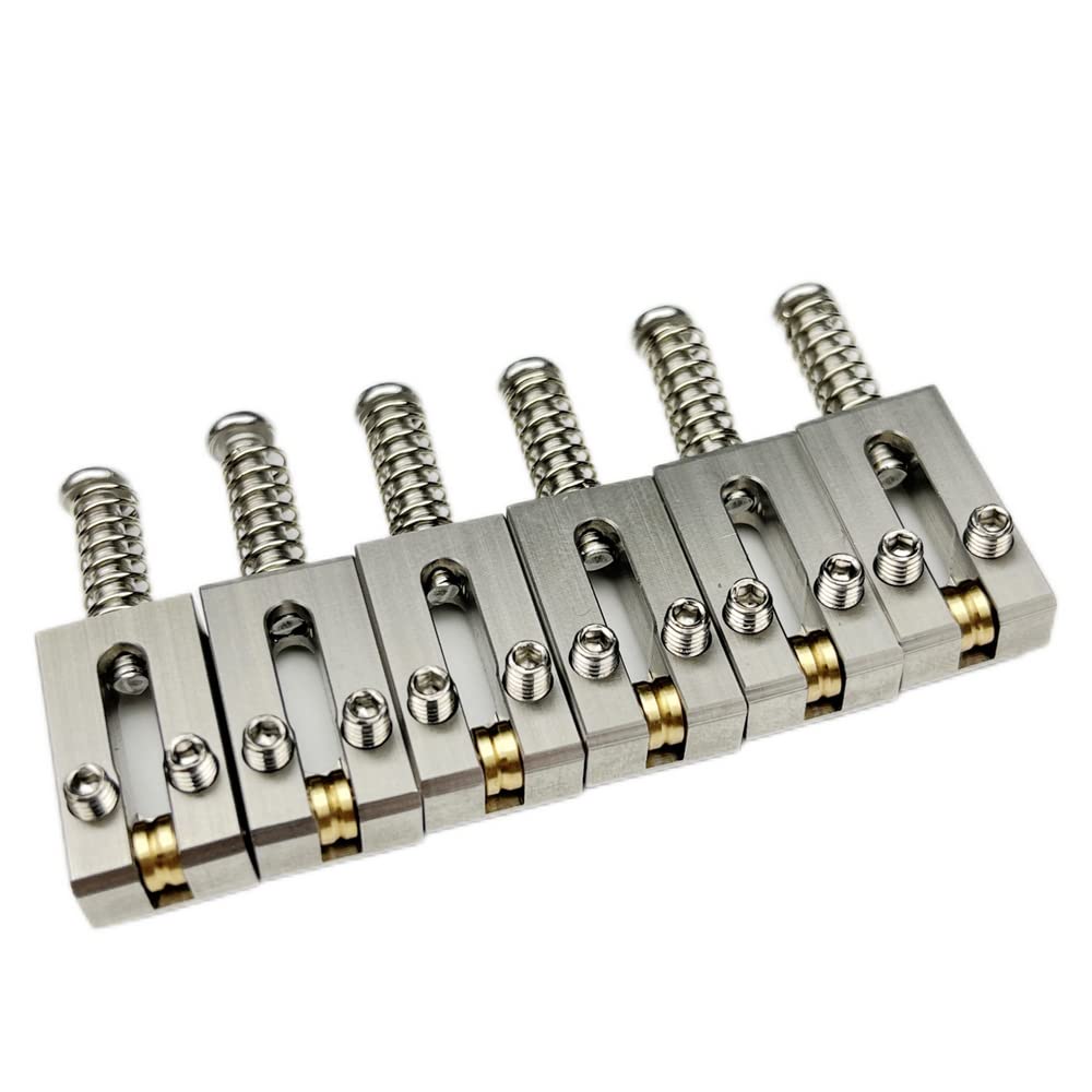Kaynes 6PCS Guitar Bridge Roller Saddles – Stainless Steel Tremolo Bridges Saddle for Fender Telecaster Tele Stratocaster Strat ST TL Style Electric Guitar Replacement (10.5MM)