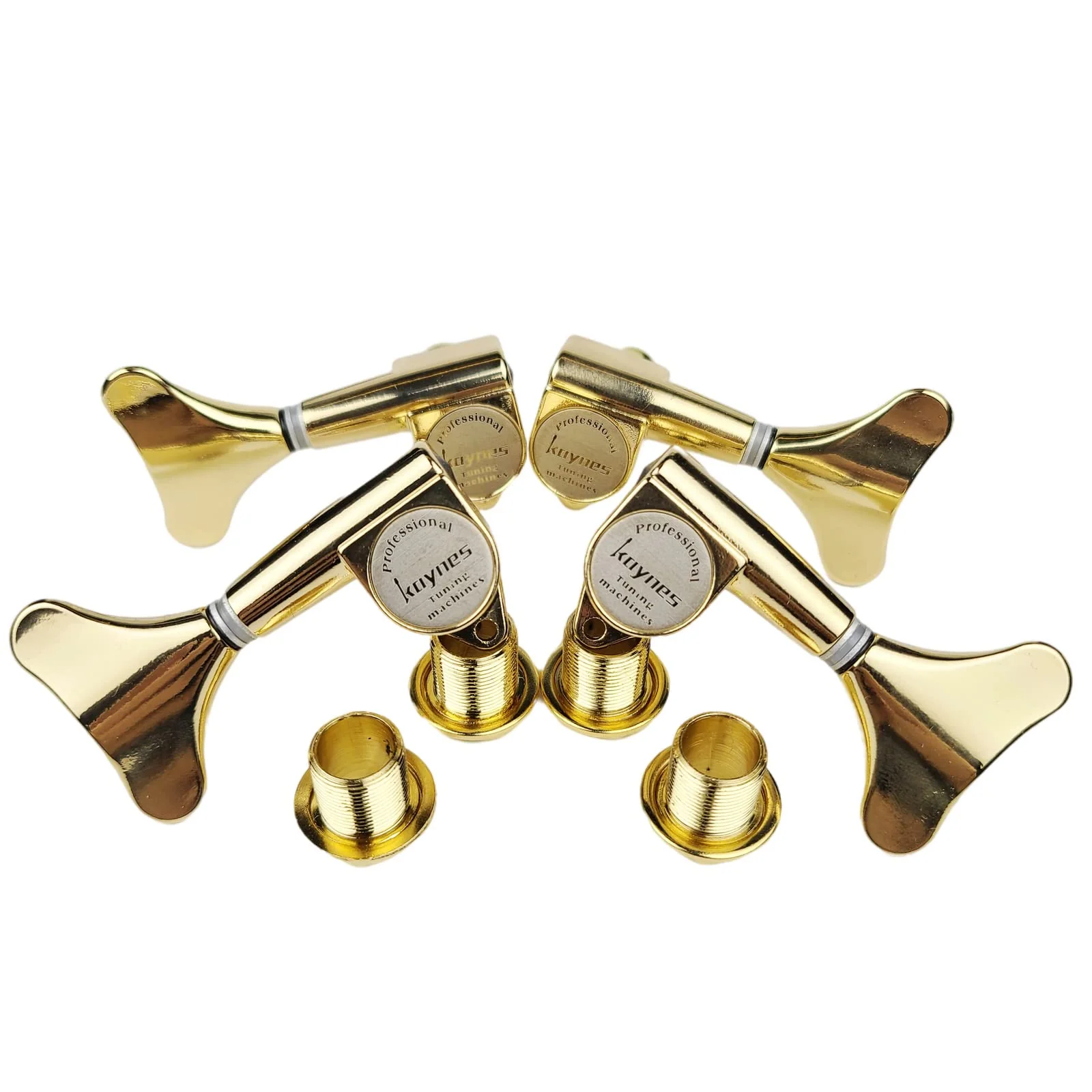 KAYNES Guitar Bass Tuners - 1:18 Ratio Gold Headstock Sealed Machine Heads Tuners Closed Tuning Key Pegs Replacement for Electric Jazz Bass or Precision (2R + 2L, Golden) 2R + 2L