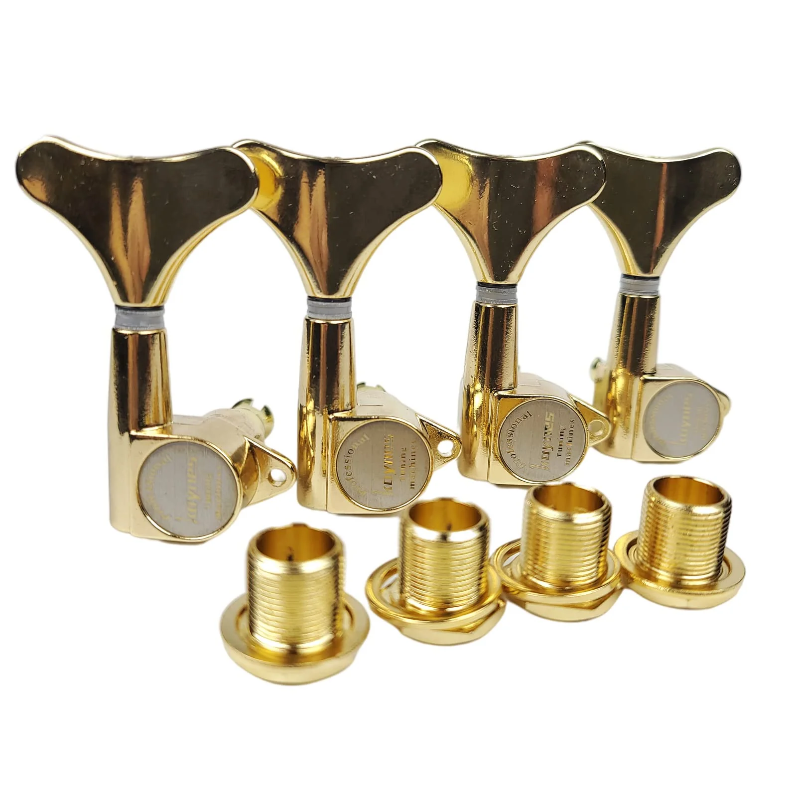 KAYNES Guitar Bass Tuners - 1:18 Ratio Gold Headstock Sealed Machine Heads Tuners Closed Tuning Key Pegs Replacement for Electric Jazz Bass or Precision (4 for Right, Golden) 4 for Right