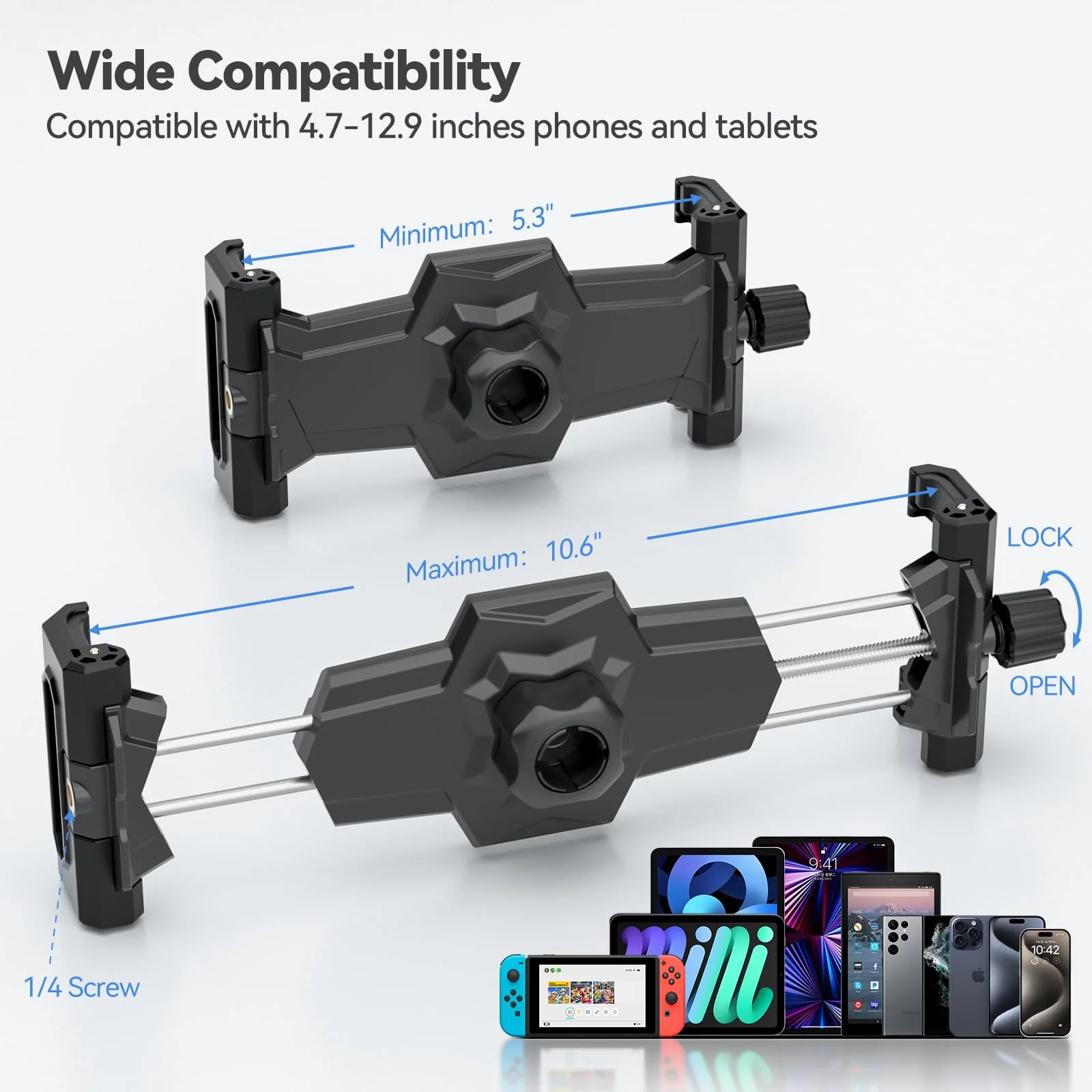 KDD Airplane Tablet Holder Mount, Adjustable Travel Essentials iPad Phone Stand with 360 Degree Rotation, Portable Tesla Model 3/Y Car Headrest Mount Compatible with iPad, Phone, Switch - Image 7