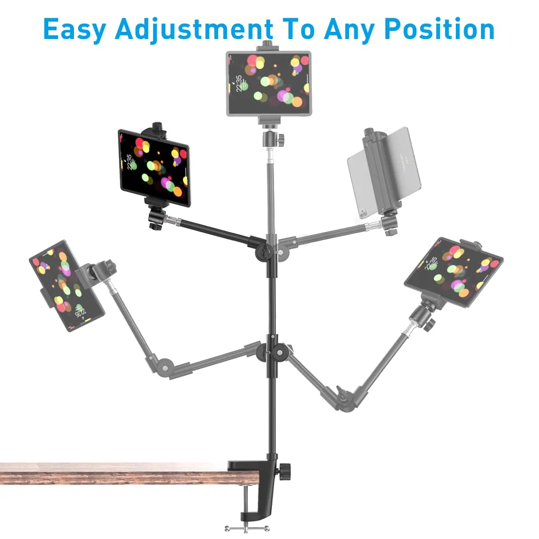 KDD Webcam Stand Camera Mount with Phone Holder, 22 Inch Foldable Flexible Gooseneck Cell Phone Clamp & Table Projector Mount, for Logitech C922 C930e C920S C920 C960 Brio 4K, Gopro Hero 8 7 6 5 Large - Image 4