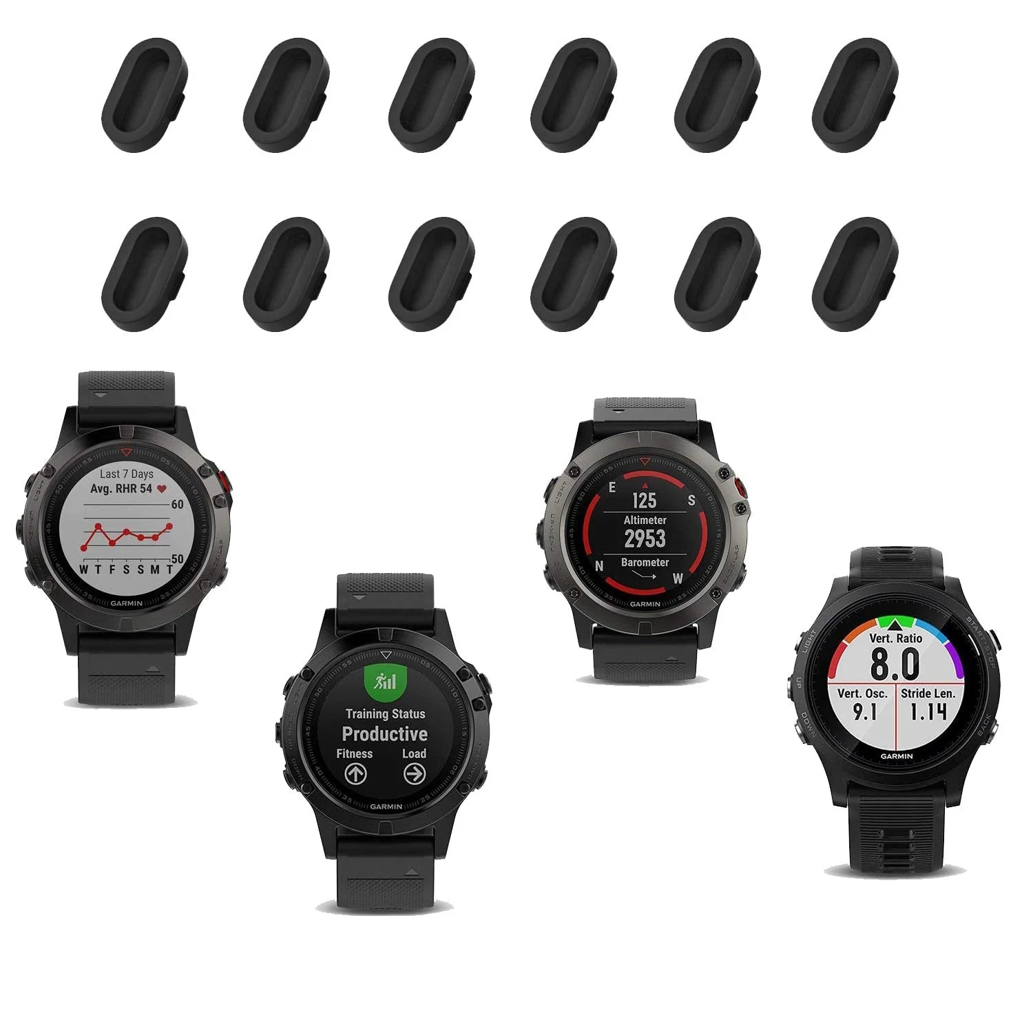 KELIFANG Dust Plug Garmin Fenix 5, 5S, 5X, Plus, Silicone Anti Dust Cap Charger Port Protector Fenix 5, 5S, 5X,Plus, Vivoactive 3 Smartwatch, 12 Pack Black - Image 4