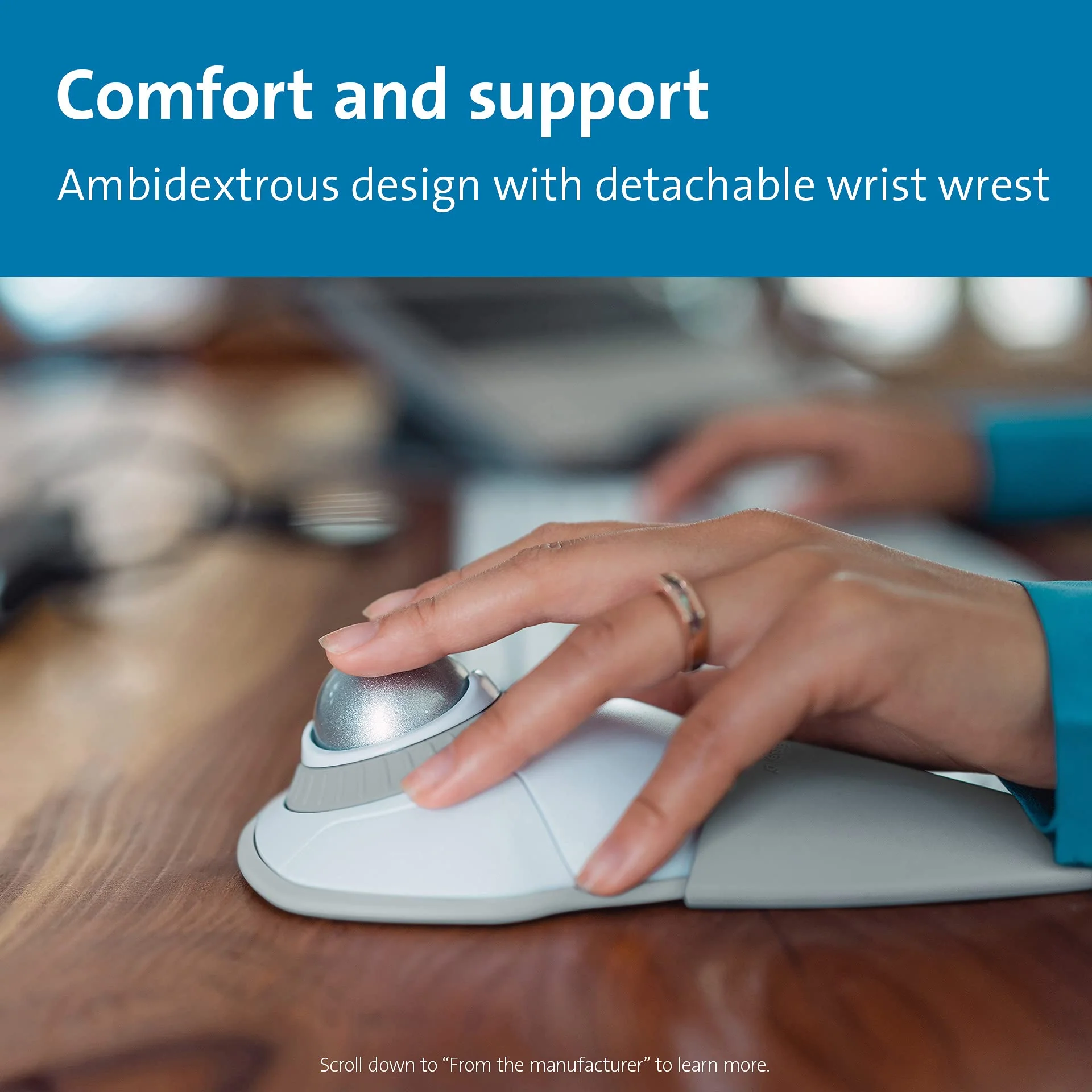 Kensington Orbit Wireless Trackball with Scroll Ring - White (K70991WW) - Image 5
