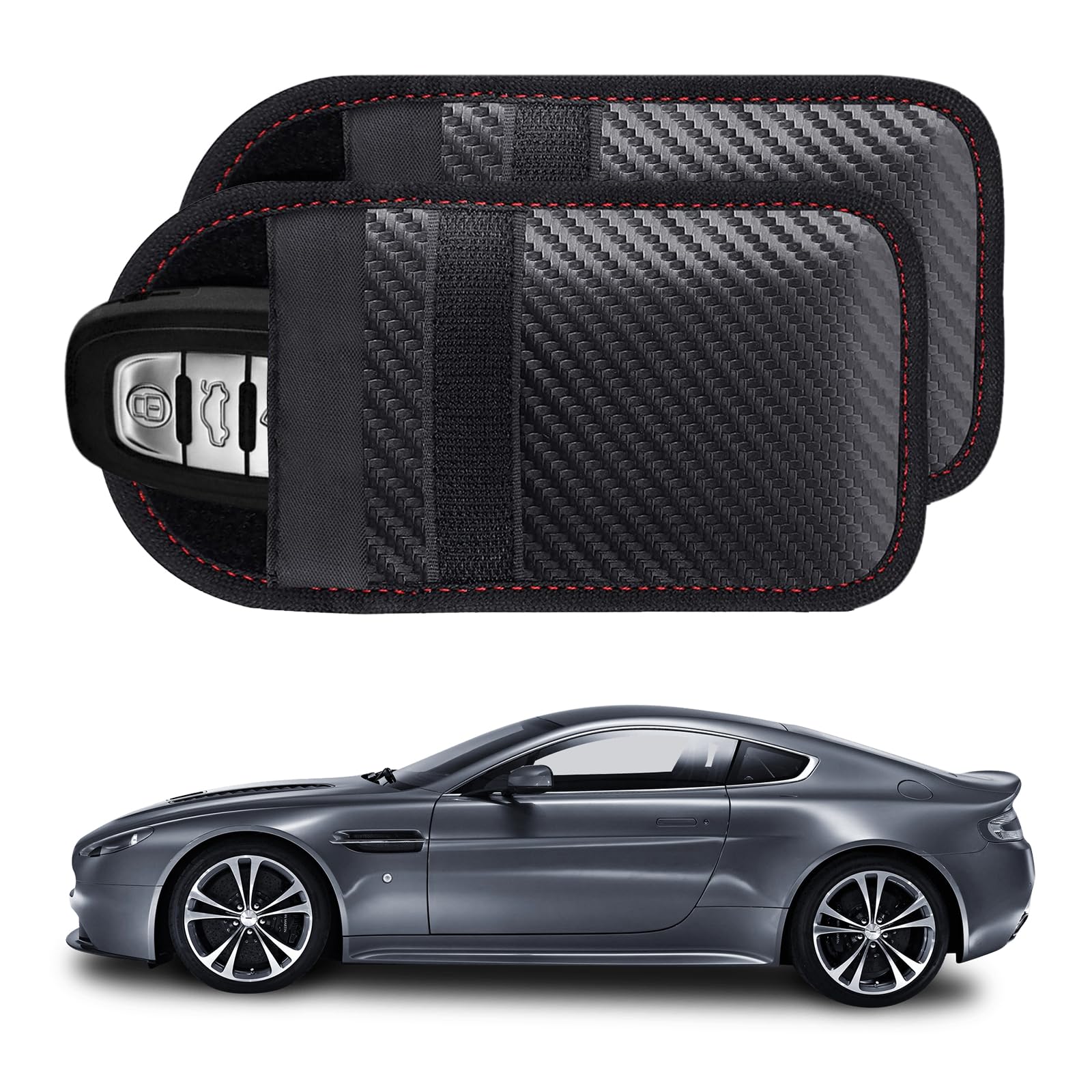 Kewucn 2 Pack Faraday Bag for Key Fob, RFID Signal Blocking Key Fob Protector and Anti-Hacking Faraday Cage, Carbon Fiber Anti-Theft Car Keys Faraday Pouch, Premium Car Key Safe Protector (Small) Small (3.15×5.12 inches)