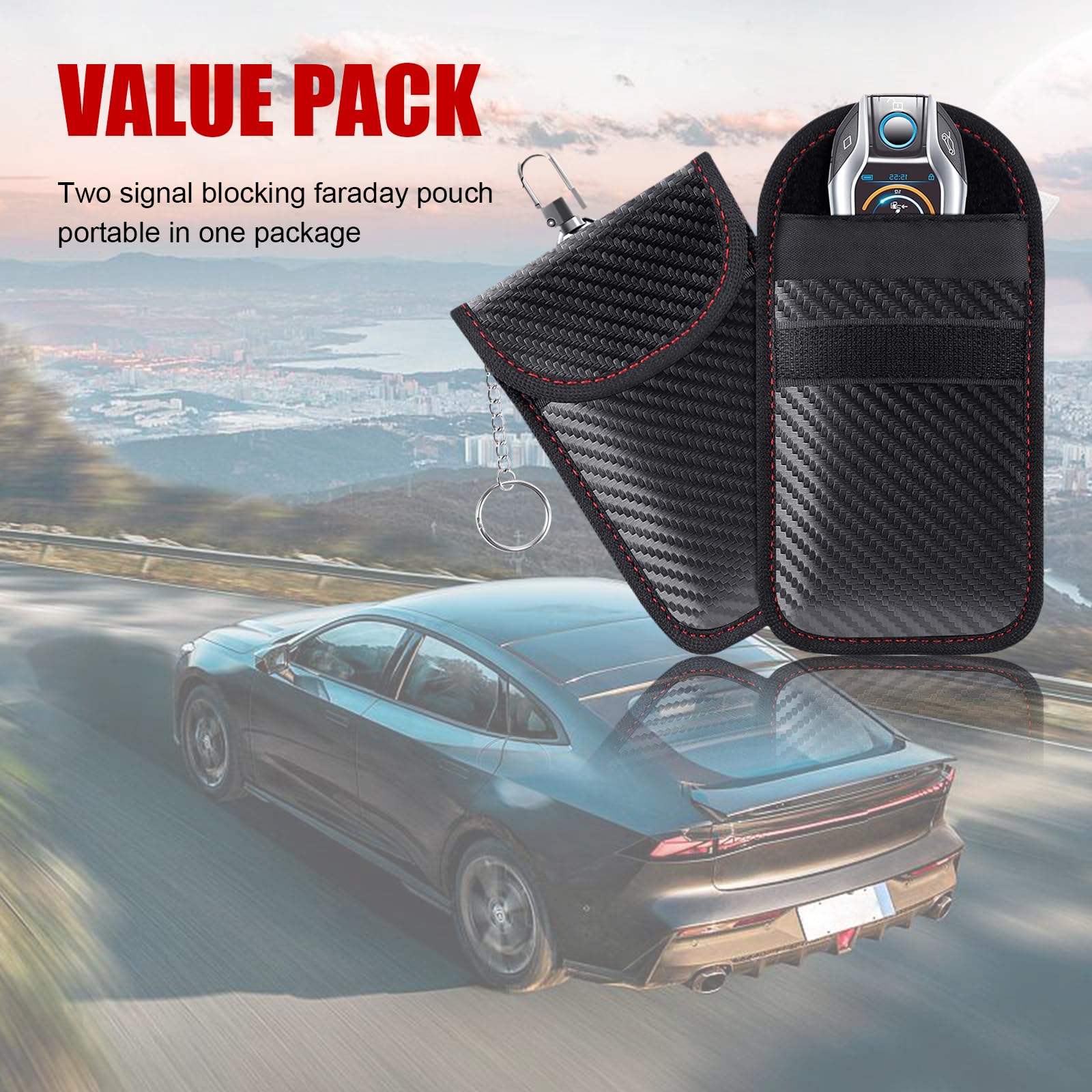 Kewucn 2 Pack Faraday Bag for Key Fob, RFID Signal Blocking Key Fob Protector and Anti-Hacking Faraday Cage, Carbon Fiber Anti-Theft Car Keys Faraday Pouch, Premium Car Key Safe Protector (Small) Small (3.15×5.12 inches) - Image 6