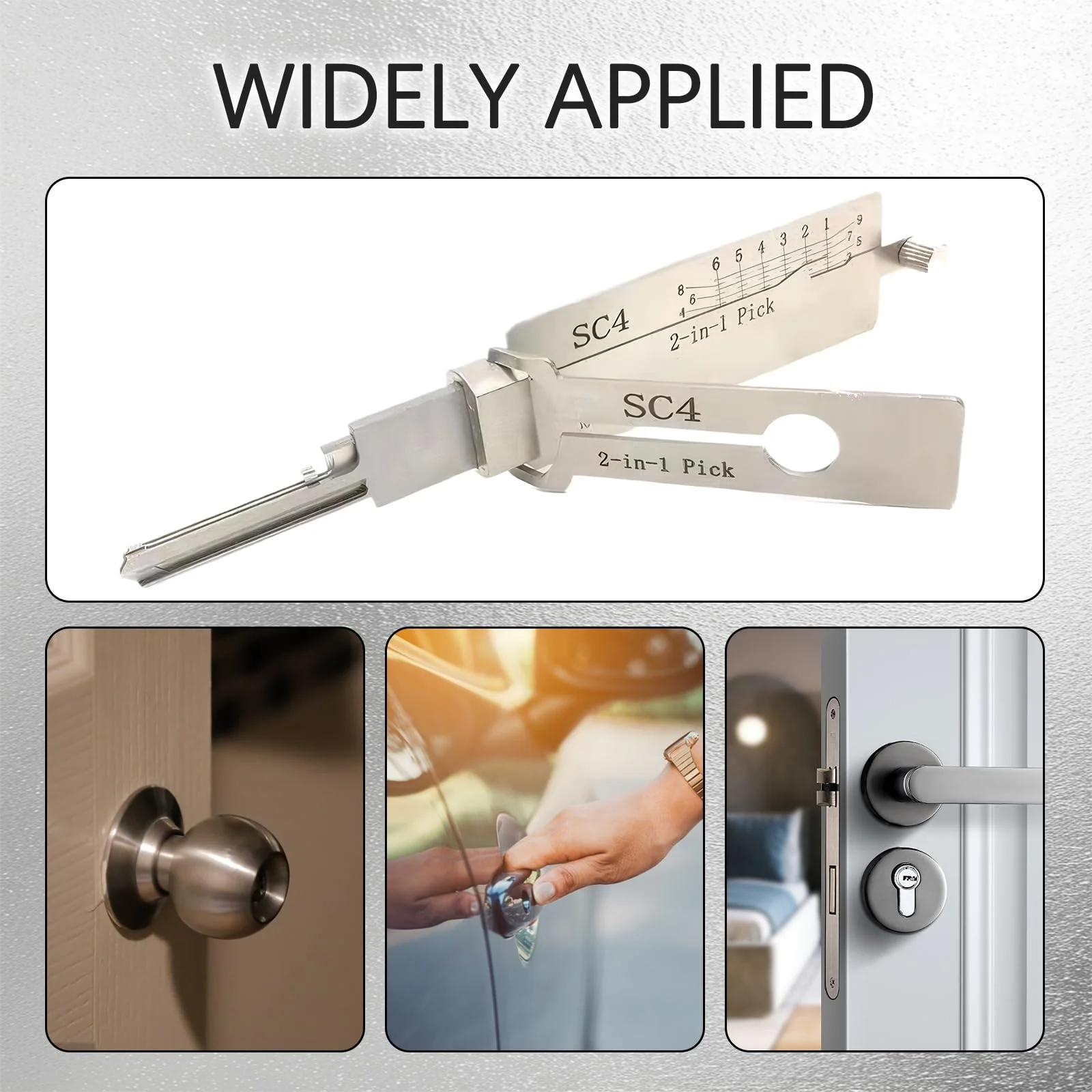 Key Decoder Made of Stainless Steel, Key Decoder Master Key Decoder, SC4 Stainless Steel Key Decoder Auto Lock Pick Stainless Steel Master Key Decoder with Storage Bag for Door Locks - Image 3