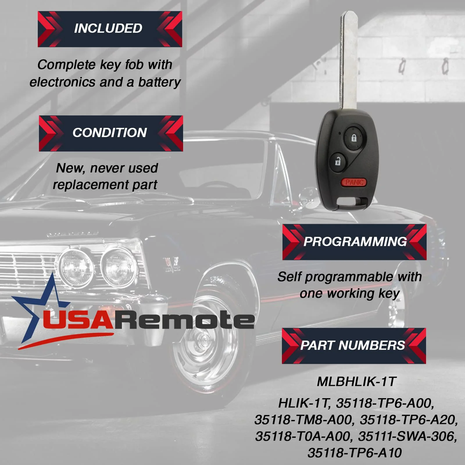 Key Fob Keyless Entry Remote fits Honda Accord / CR-V / CR-Z / Fit / Insight 2007 2008 2009 2010 2011 2012 2013 2014 2015 (MLBHLIK-1T) 3-Btn - Image 3