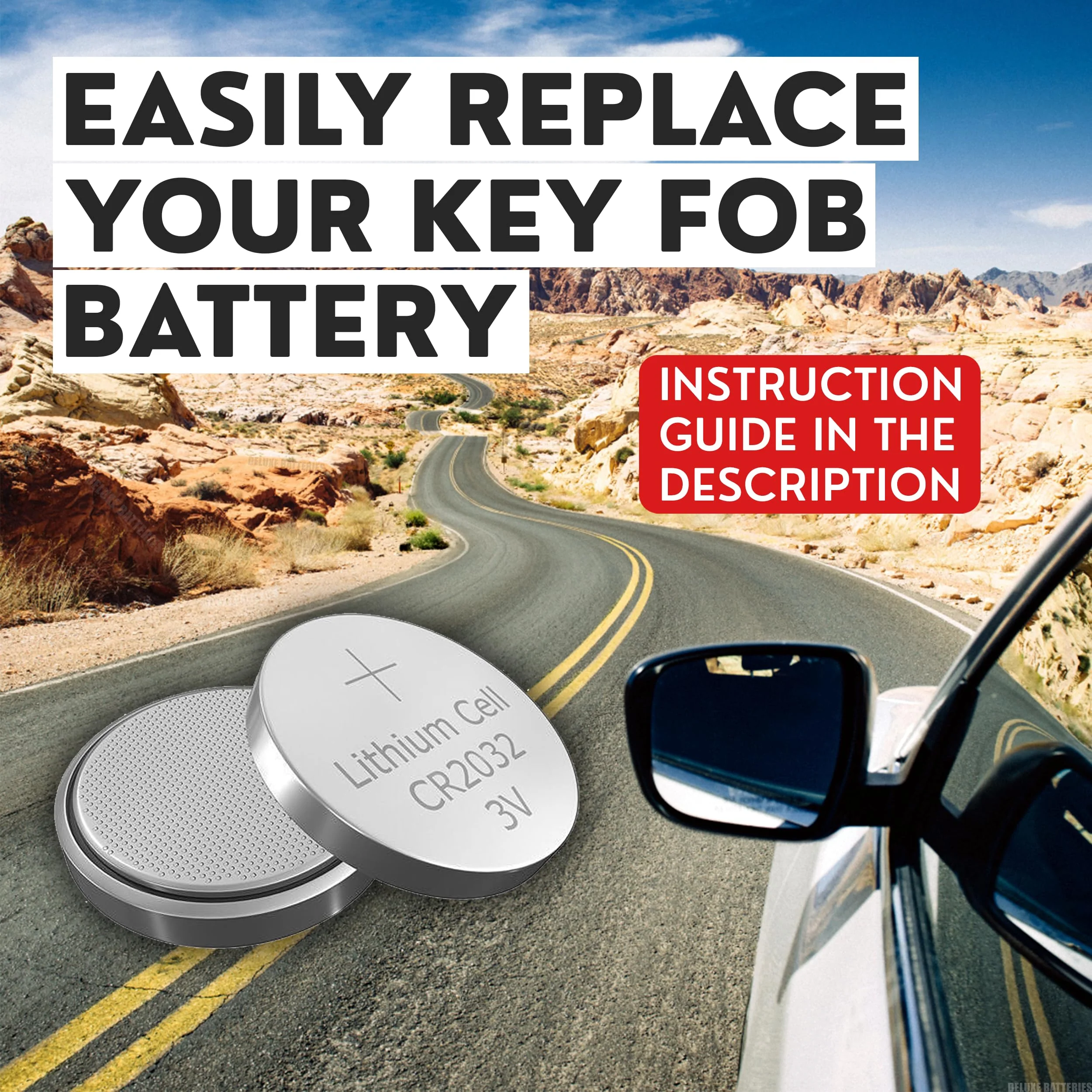 Key Fob Replacement Batteries for Mercedes-Benz CR2032 (GLE Sprinter GLC C-Class GLS GLB E-Class S-Class GLA G-Class A-Class CLA EQS EQE EQB AMG GT) Remote Key (Pack of 2) (Check Fitment Guide) - Image 7