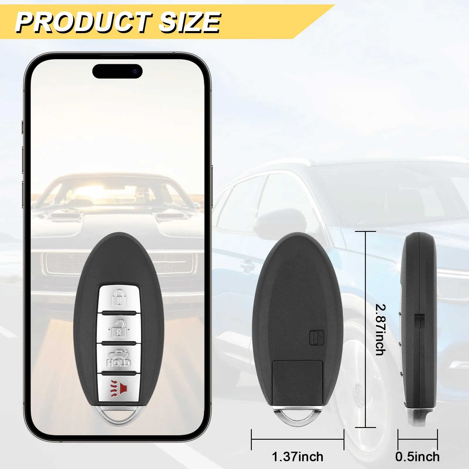 Key Fob Replacement for 2007-2012 Nissan Altima/ 09-14 Maxima & Murano/ 09-12 Infiniti FX35/ 08-13 G37/ 09-13 FX50/ 14-16 Q60 QX70/ 11-12 G25/ 07-08 G35, KR55WK48903 KR55WK49622,4 Buttons - Image 4