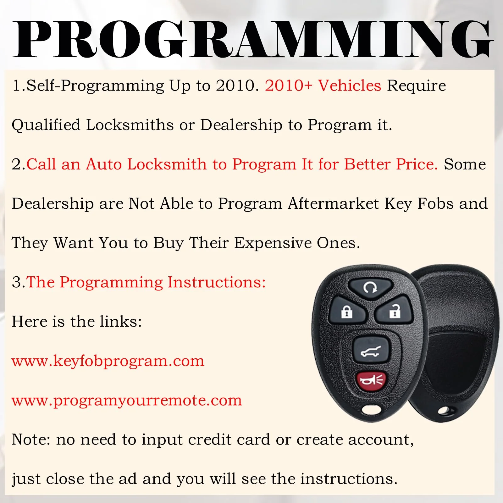 Keyless Entry Remote Control Key Fob Replacement Fits for Chevy Traverse 2007-2016 Tahoe Suburban GMC Acadia Yukon XL Buick Enclave Cadillac Escalade Saturn Outlook OUC60270 OUC60221 15913415 - Image 4