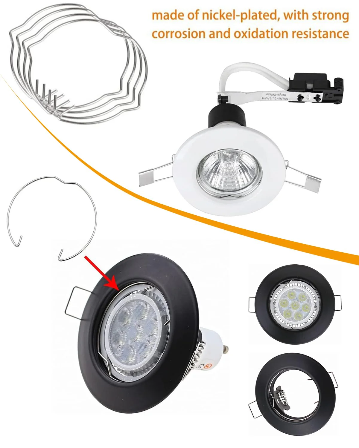 KGDUYC Pack of 20 Snap Rings for Diameter Downlight Retaining Spring Rings Clips LED Halogen Lamp Holder 50 mm for Cable Holder for Halogen Lamp/Lighting - Image 6