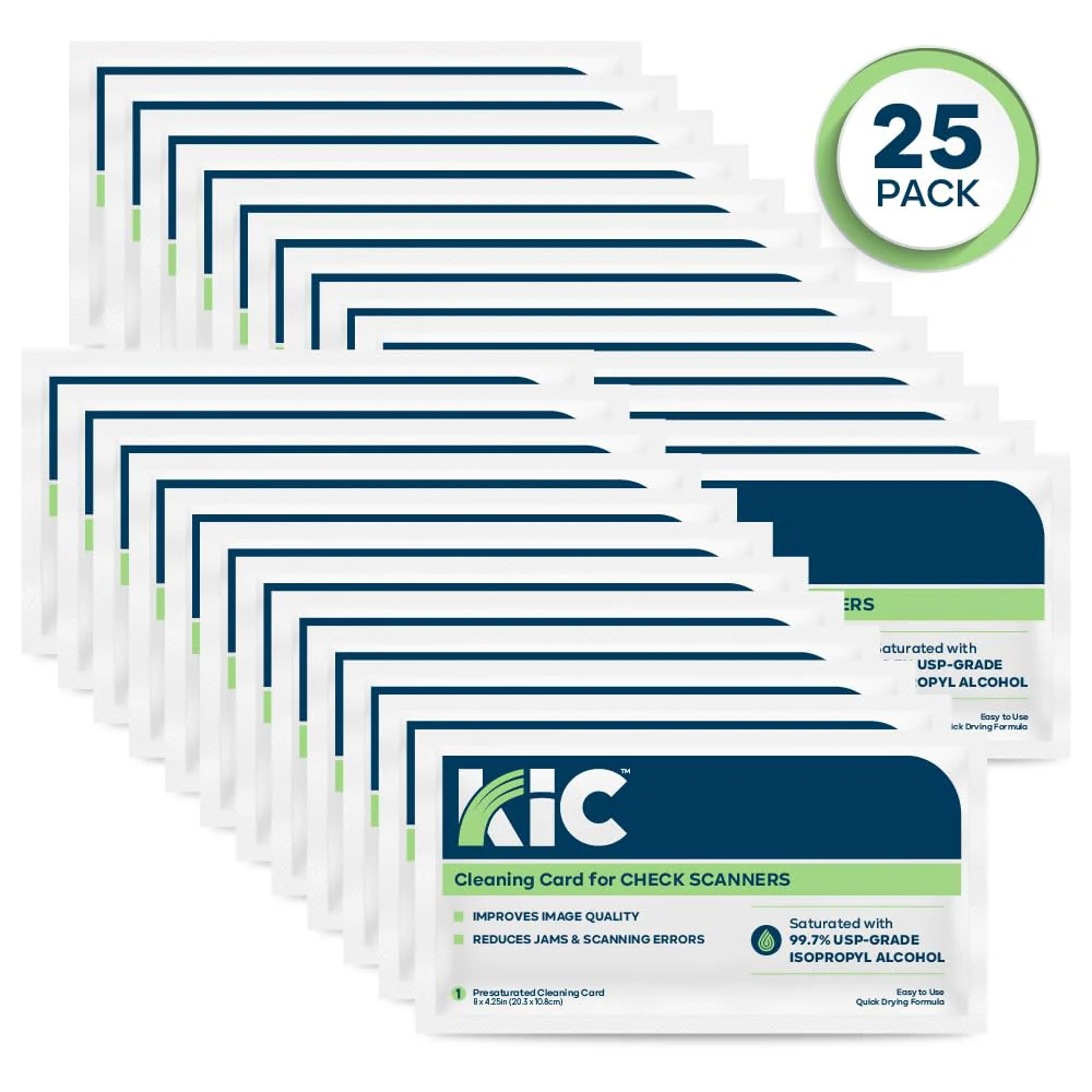 KICTeam - Cleaning Cards for Check Scanners (25 Cards) - Presaturated with Quick Drying Solution - Compatible with Most Check Scanner Machines - Made in USA - Image 2