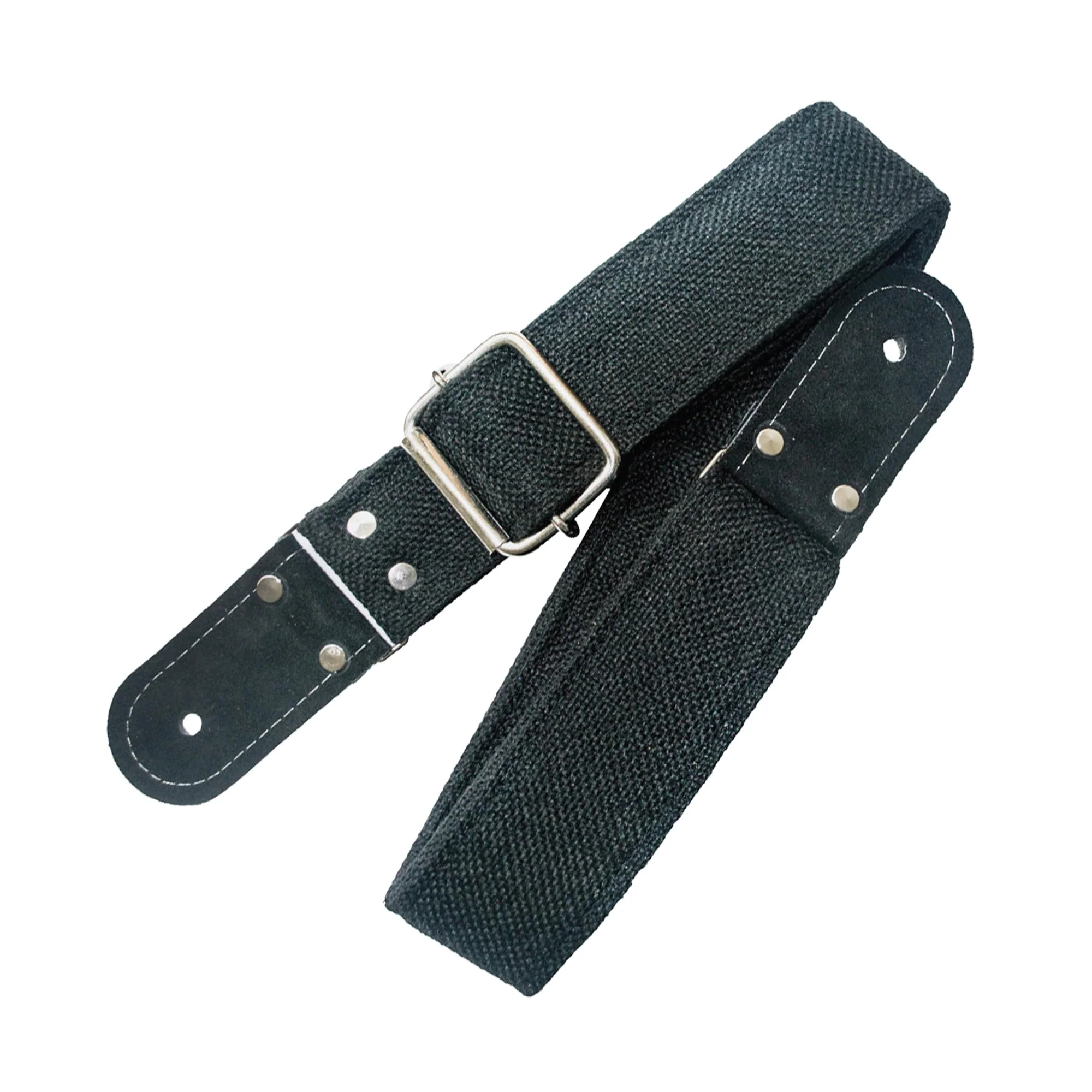 Kidam Jute Guitar Strap, Natural Fiber Adjustable Strap with Leather Ends for Acoustic, Bass & Electric Guitars Black - Image 2
