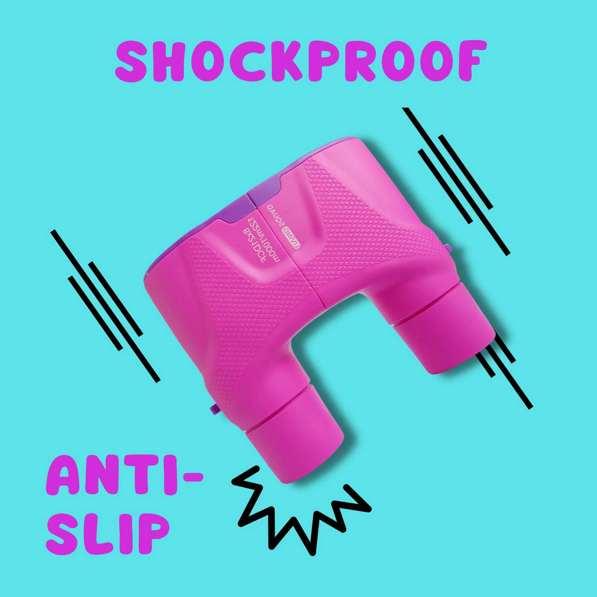 Kids Binoculars 8x21 Focus-Free Pink – Shockproof Outdoor Adventure Gear for Girls & Boys Ages 3-12 – No-Adjustment Point & Look Design, Real 8X Magnification STEM Toy for Bird Watching, Hiking Pink/Purple - Image 4
