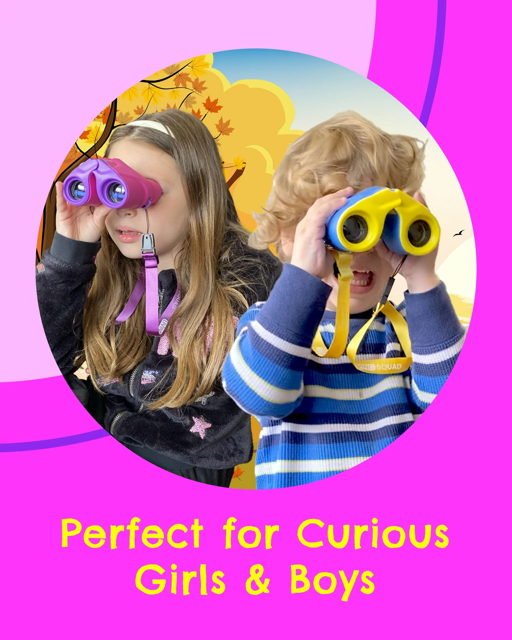 Kids Binoculars 8x21 Focus-Free Pink – Shockproof Outdoor Adventure Gear for Girls & Boys Ages 3-12 – No-Adjustment Point & Look Design, Real 8X Magnification STEM Toy for Bird Watching, Hiking Pink/Purple - Image 7