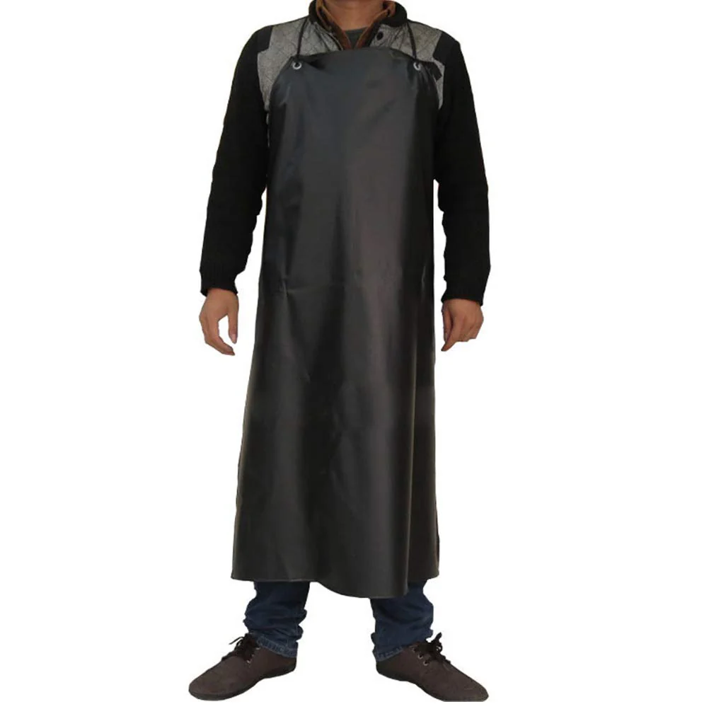 Kikier Extra Long Apron Heavy Duty Waterproof and Stain Resistant Extra Long Apron Kitchen Dishwashing Lab Butcher Fishing, black - Image 2