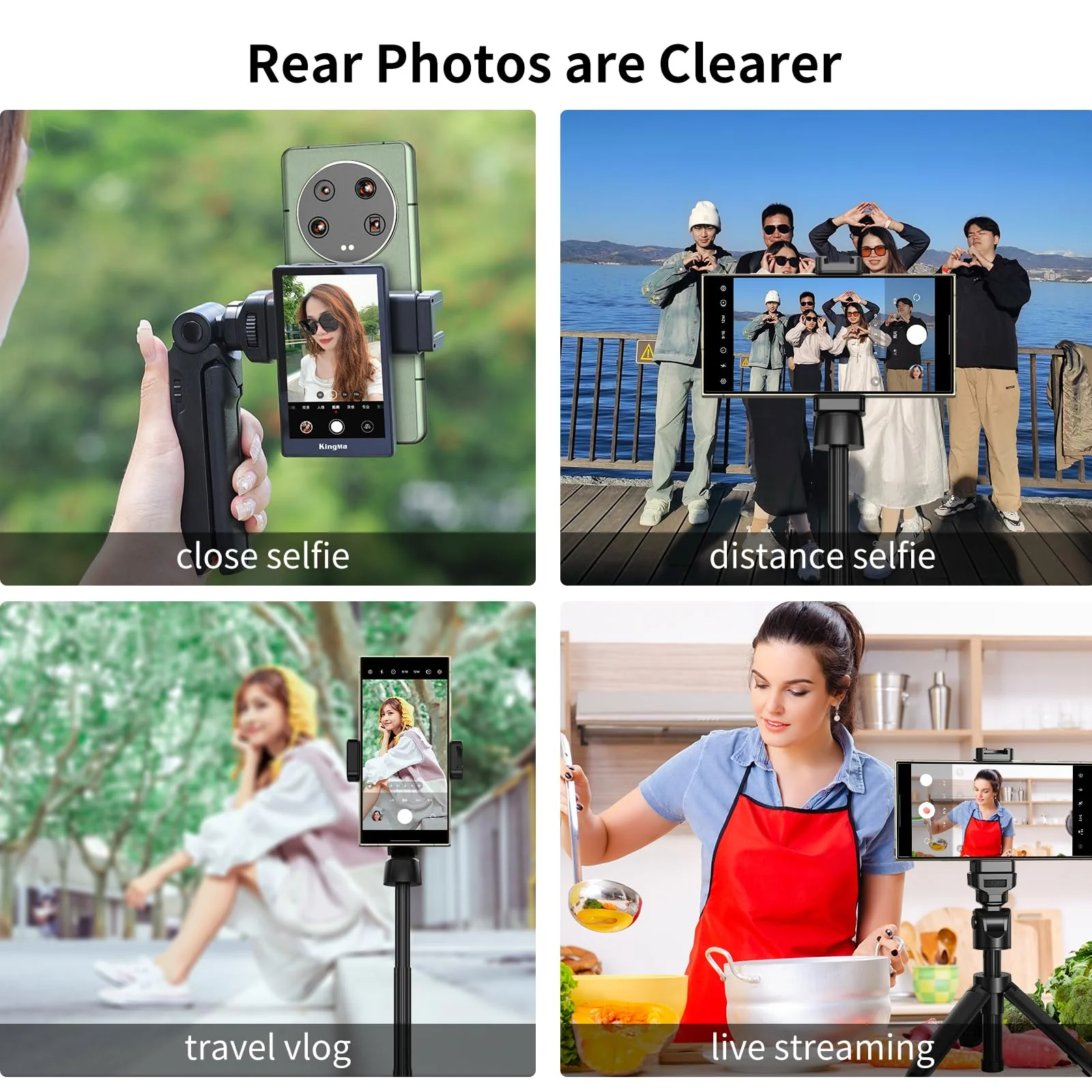 King Ma Phone Vlog Selfie Monitor Screen for Samsung - Sync Back Camera to Selfie Screen with Magnetic Phone Clip & Bluetooth Remote for Vlog Live Streaming TikTok,Supports up to UHD 60FPS Recording PH01-H-KMUS - Image 6